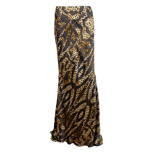 Roberto Cavalli 2007 Patchwork Leopard Print Silk Maxi Skirt
