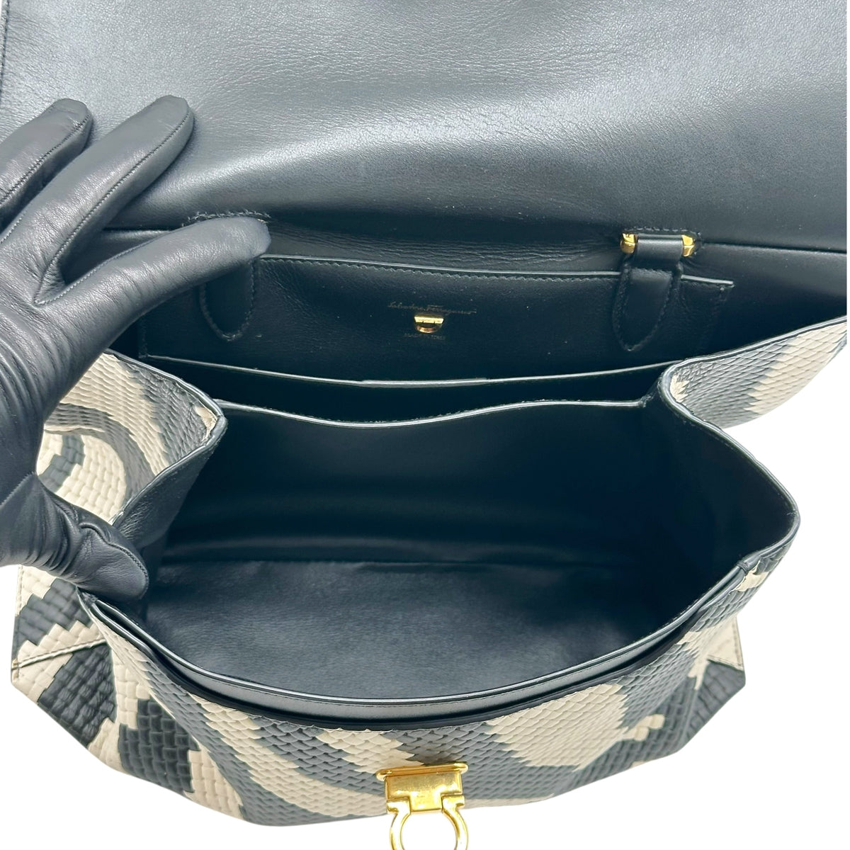 Salvatore Ferragamo Zebra Print 2-Way Handbag