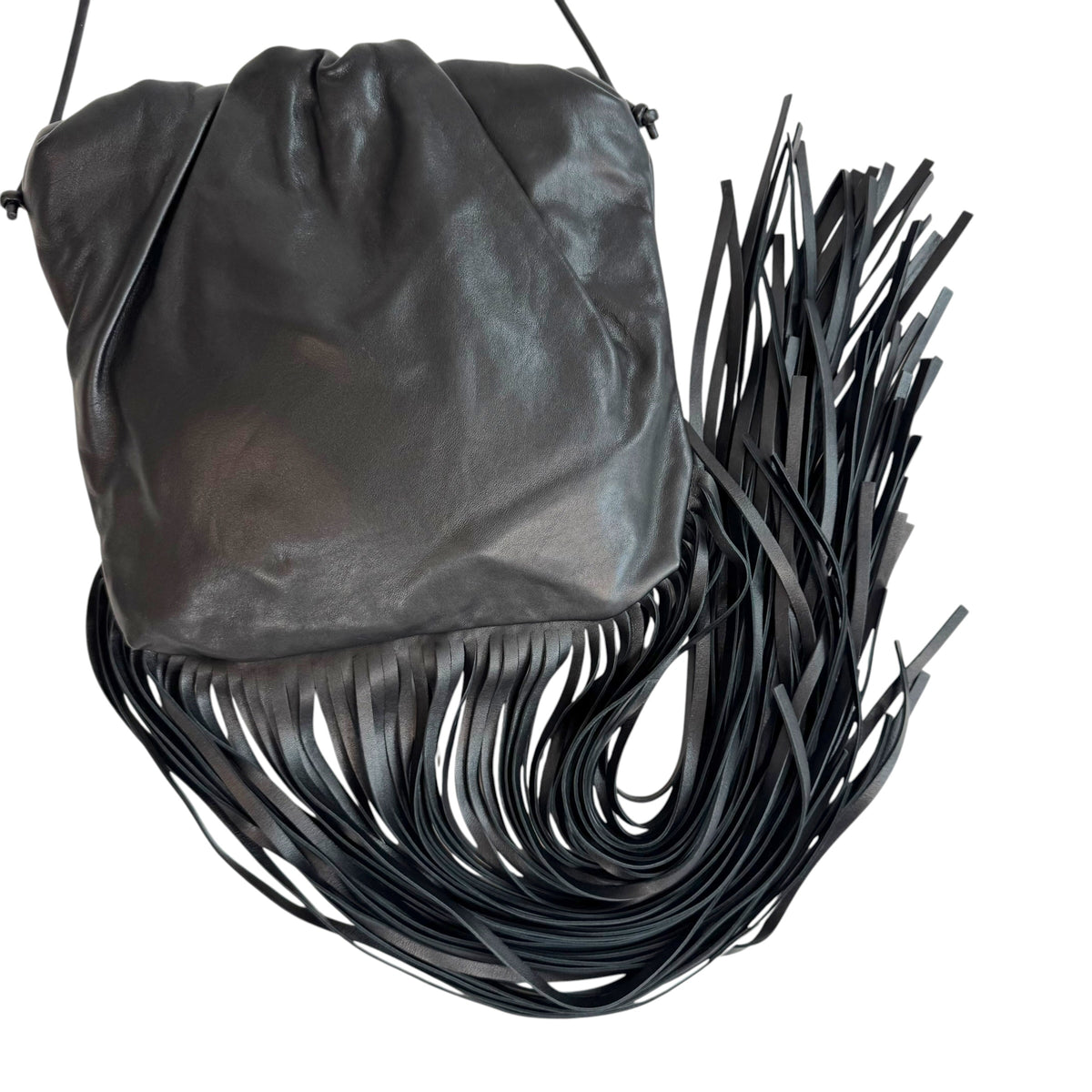 Bottega Veneta Black Fringe Pouch Shoulder Clutch Bag