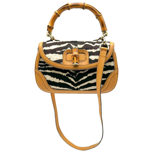 Gucci Zebra Print Ponyhair 2-Way Bag with Bamboo Handle
