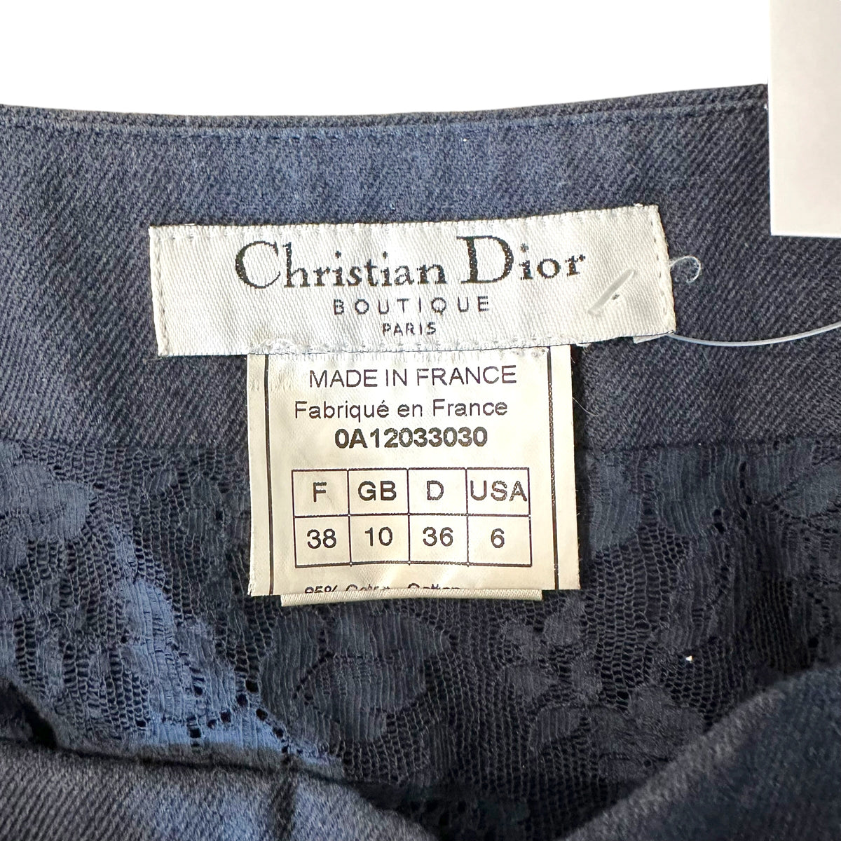 Christian Dior Dark Denim Midi Skirt With Gold Buckle