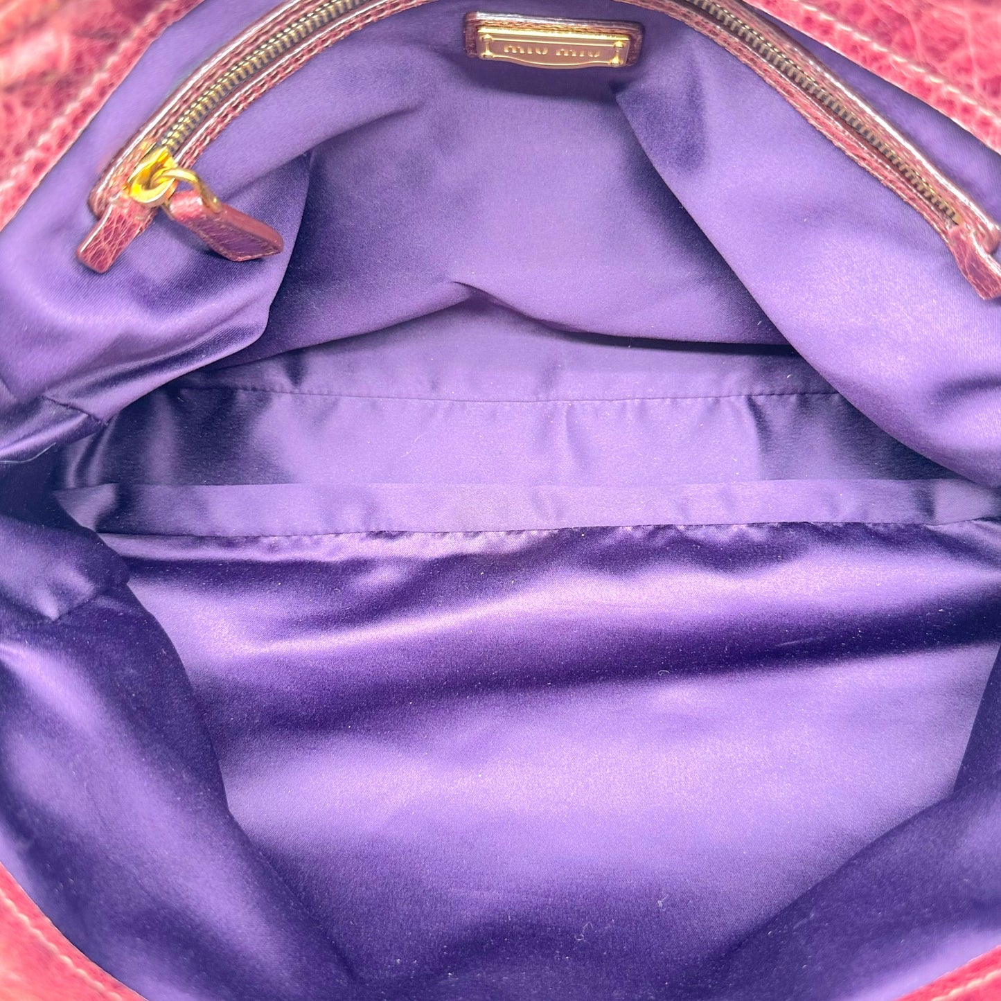 Miu Miu Burgundy Leather 2-Way Bag with Gold Hardware