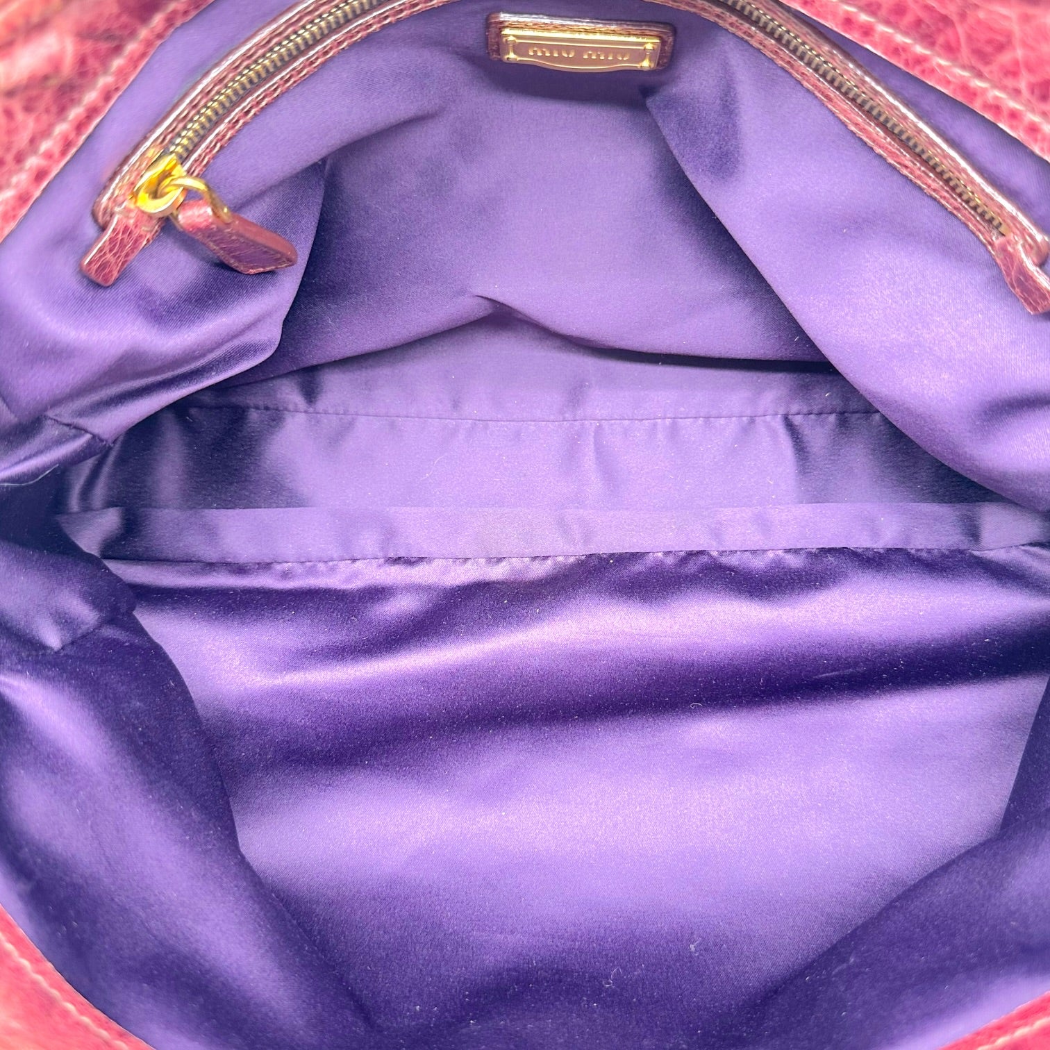 Miu Miu Burgundy Leather 2-Way Bag with Gold Hardware