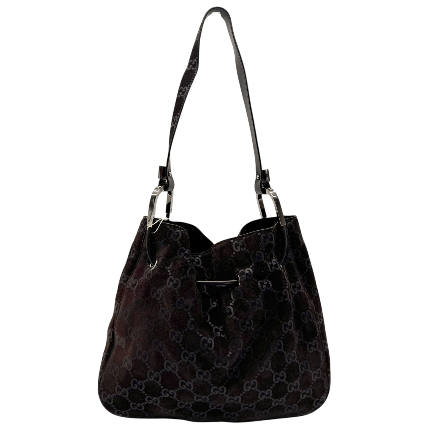 Gucci by Tom Ford Brown Suede Monogram Bucket Bag