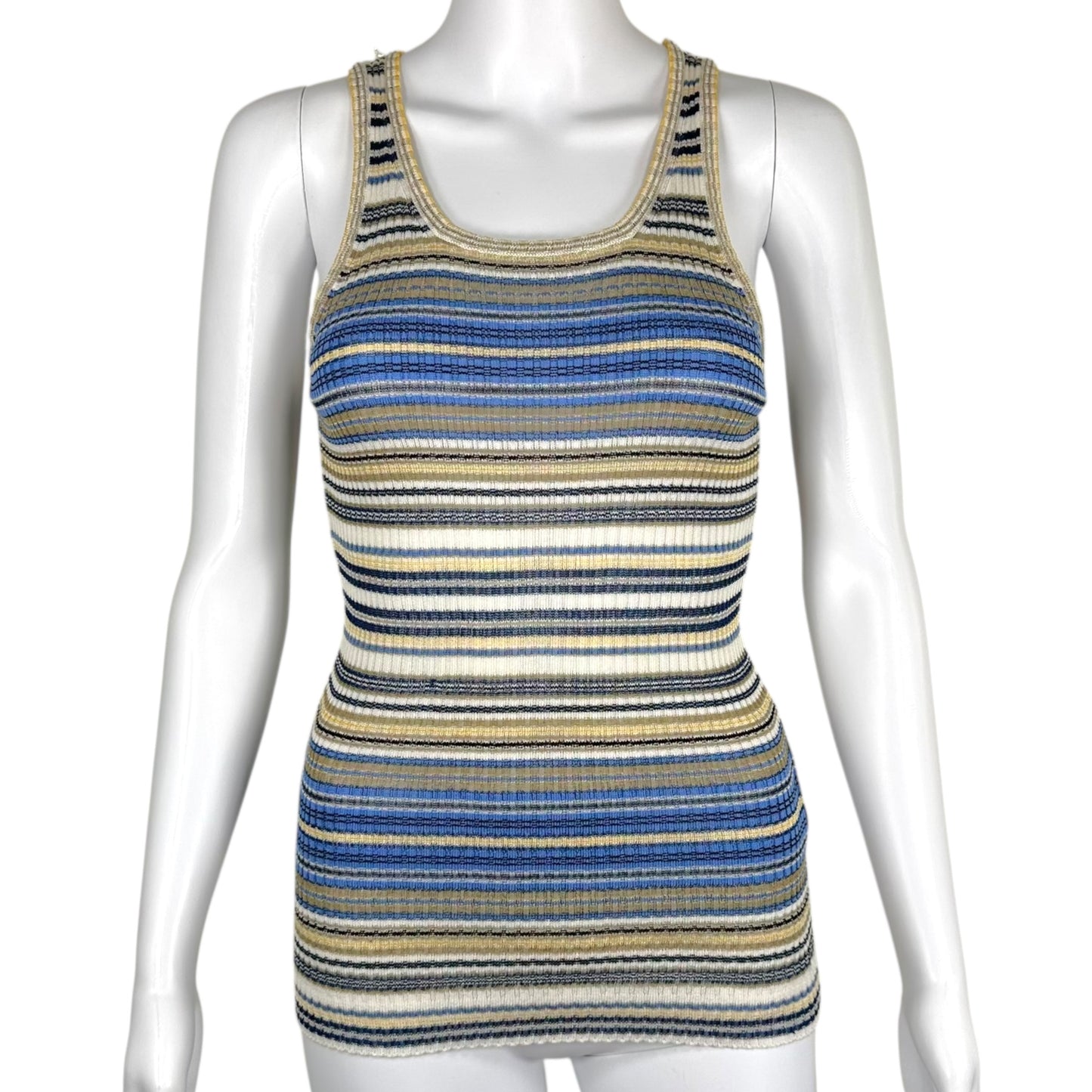 Missoni M Blue & Yellow Striped Knit Tank Top