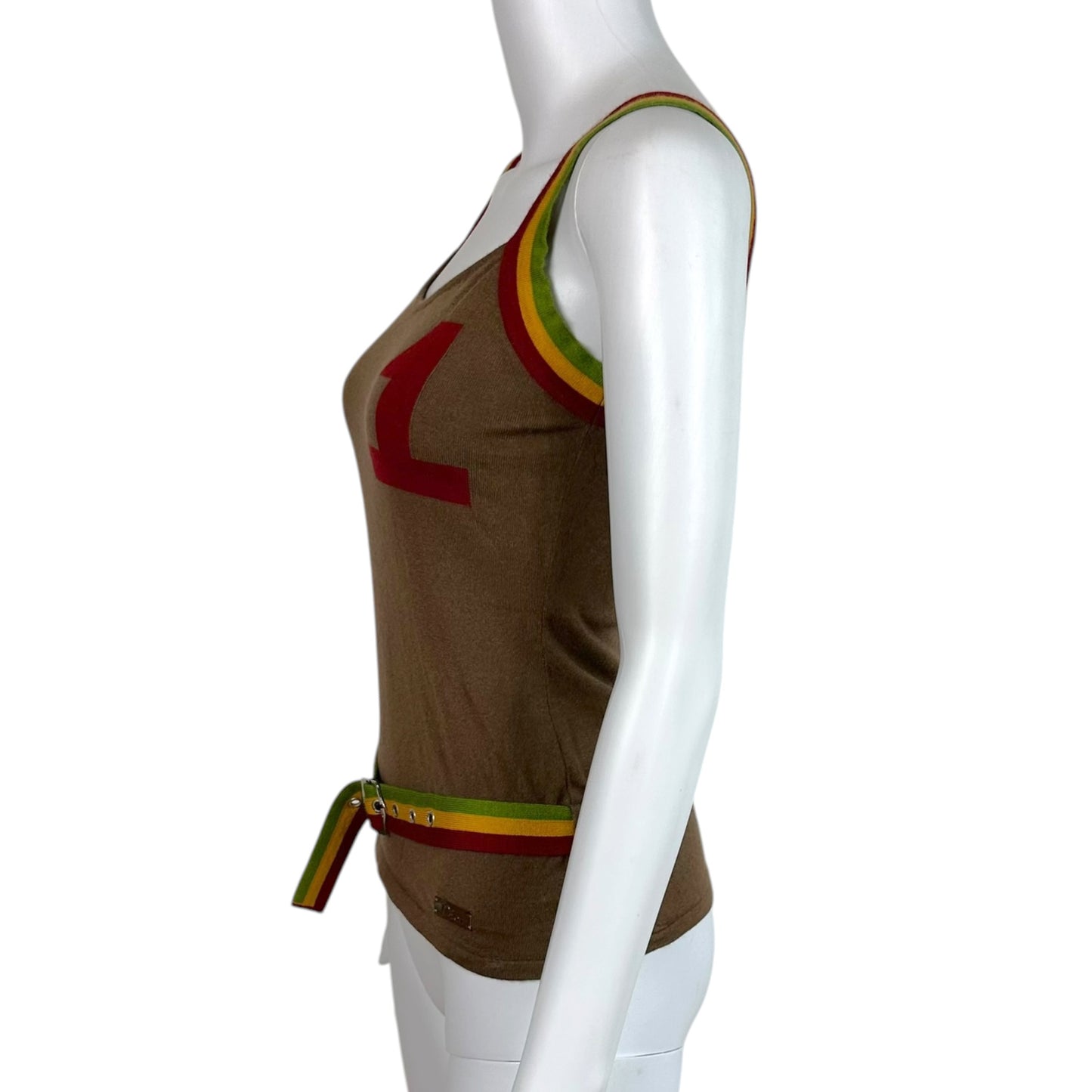 Christian Dior F/W 2004 Rasta Belted Cashmere & Wool Knit Tank