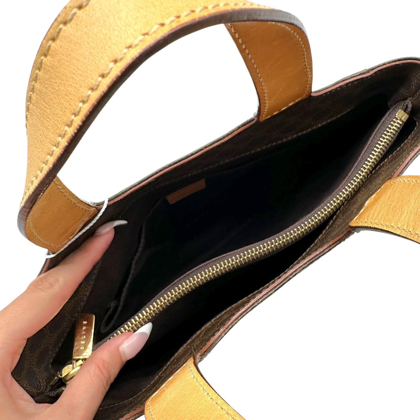 Celine Brown Triomphe Monogram Tote Handbag