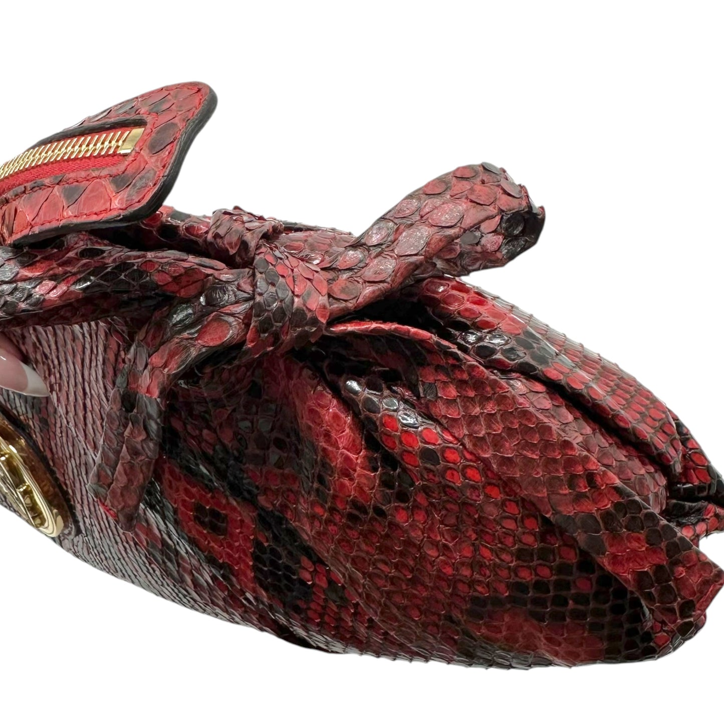 Gucci Python Hysteria Clutch Bag Red Black