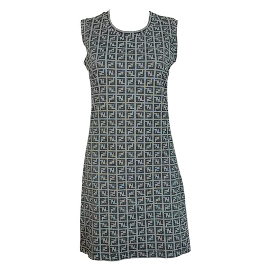 Fendi Sleeveless Mini Dress Gray Zucca Monogram