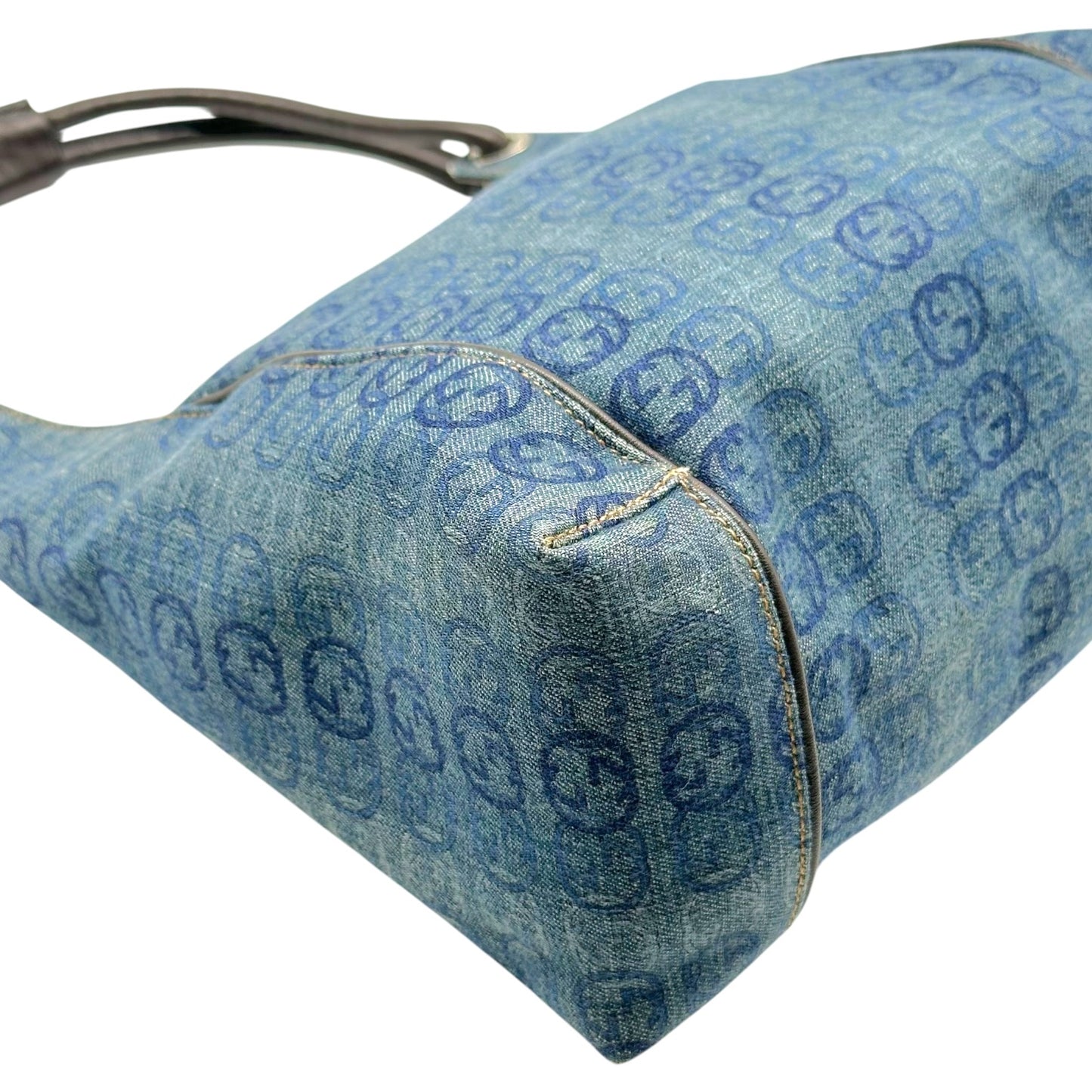 Gucci Denim Monogram Mini Hobo Shoulder Bag