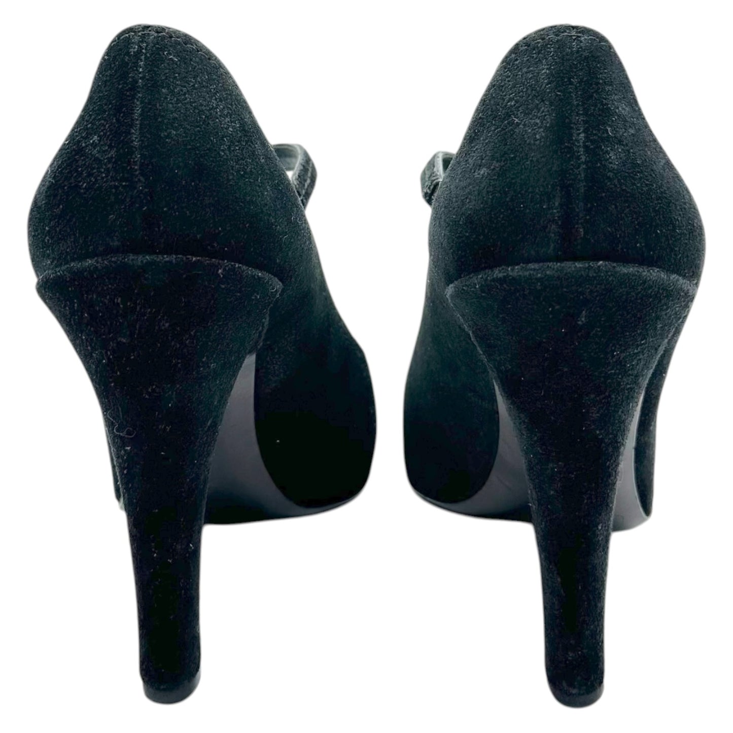 Louis Vuitton Black Suede & Silver Hardware Square Toe Mary Jane Pumps