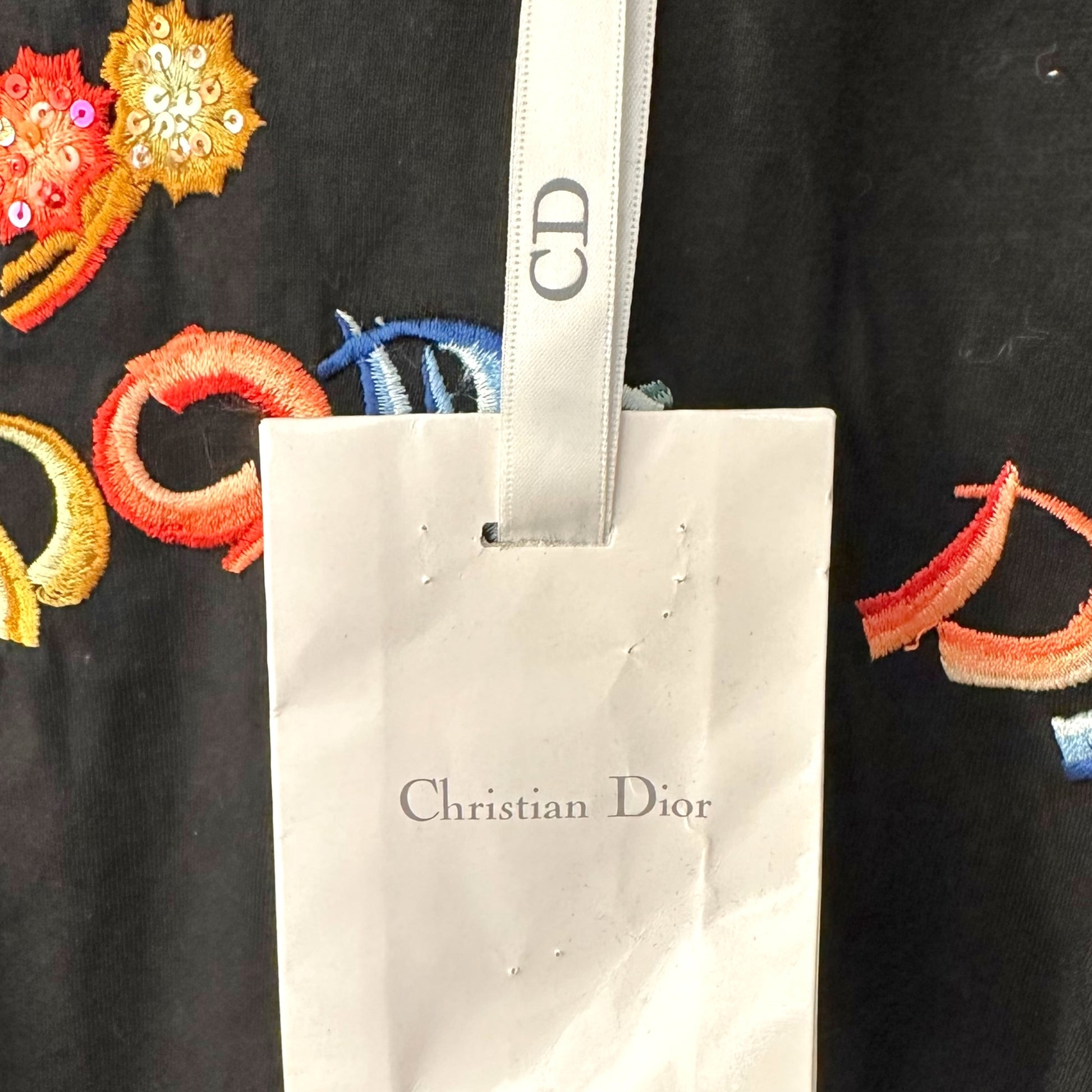 Christian Dior Black Embroidered T-Shirt J'Adore Dior