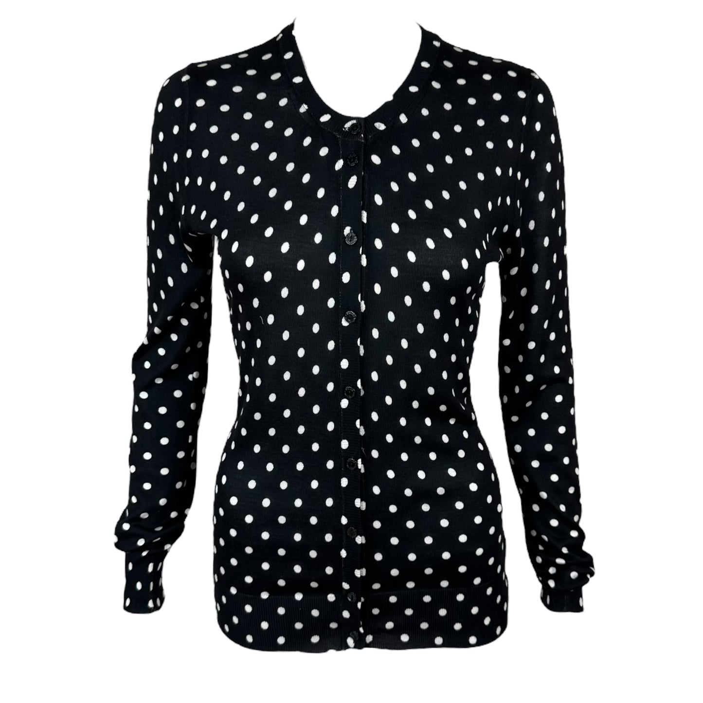 Dolce & Gabbana Polka Dot Print Silk Knit Cardigan