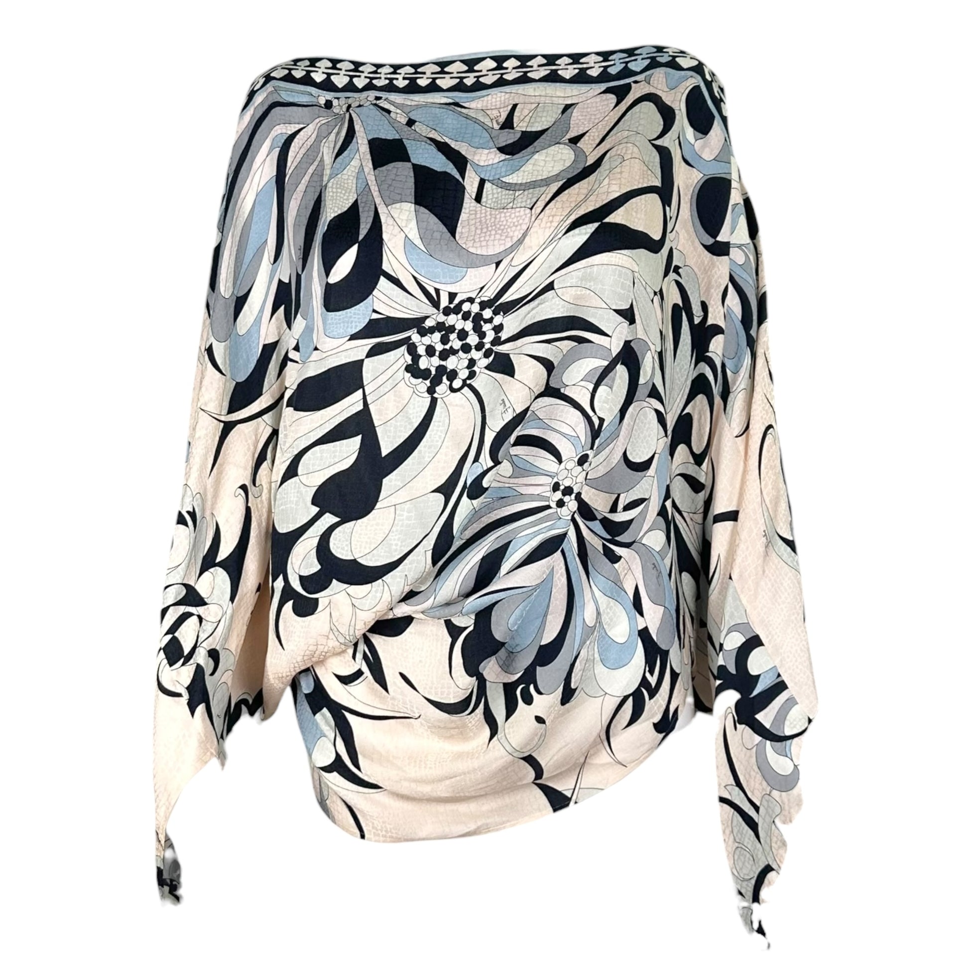 Emilio Pucci Asymmetrical Blouse Light Pink Blue Silk