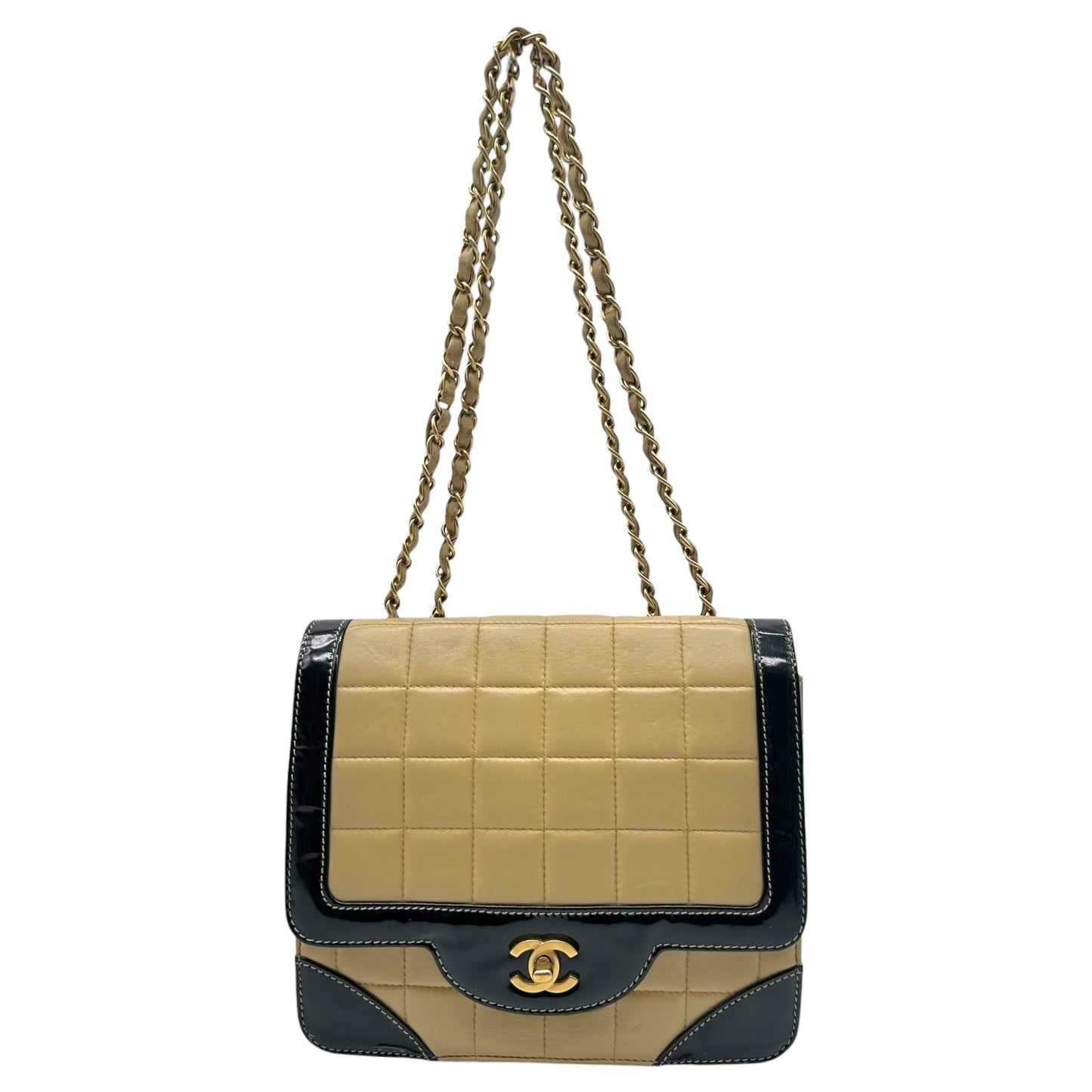 Chanel Tan & Black Chocolate Bar Shoulder Bag 2000-02