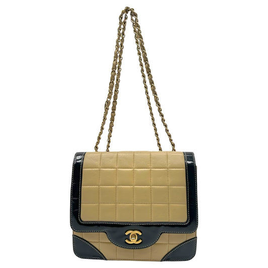 Chanel Tan & Black Chocolate Bar Shoulder Bag 2000-02