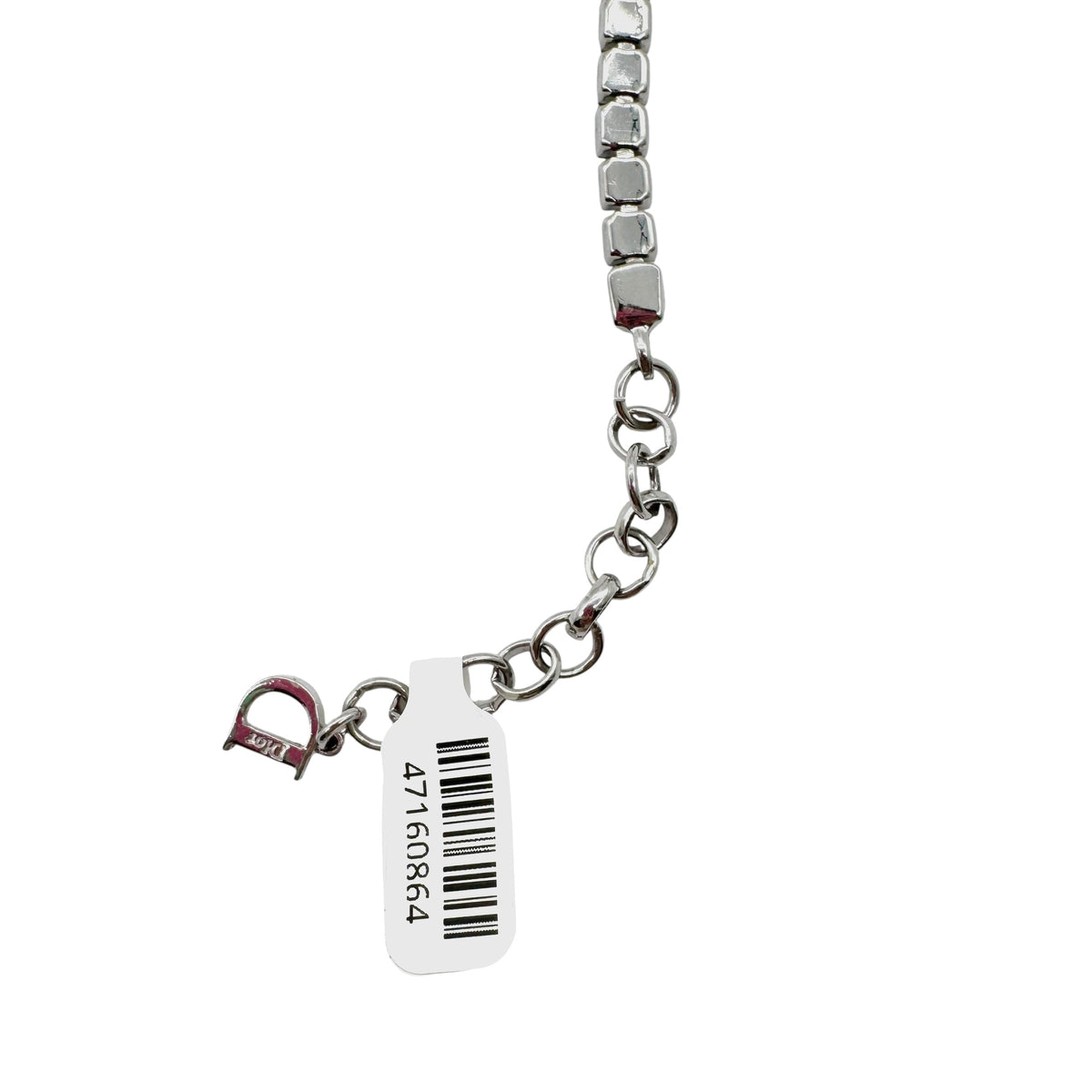 Christian Dior 'Girly Dior' Silver Crystal Tennis Chain & White Flower Choker Necklace