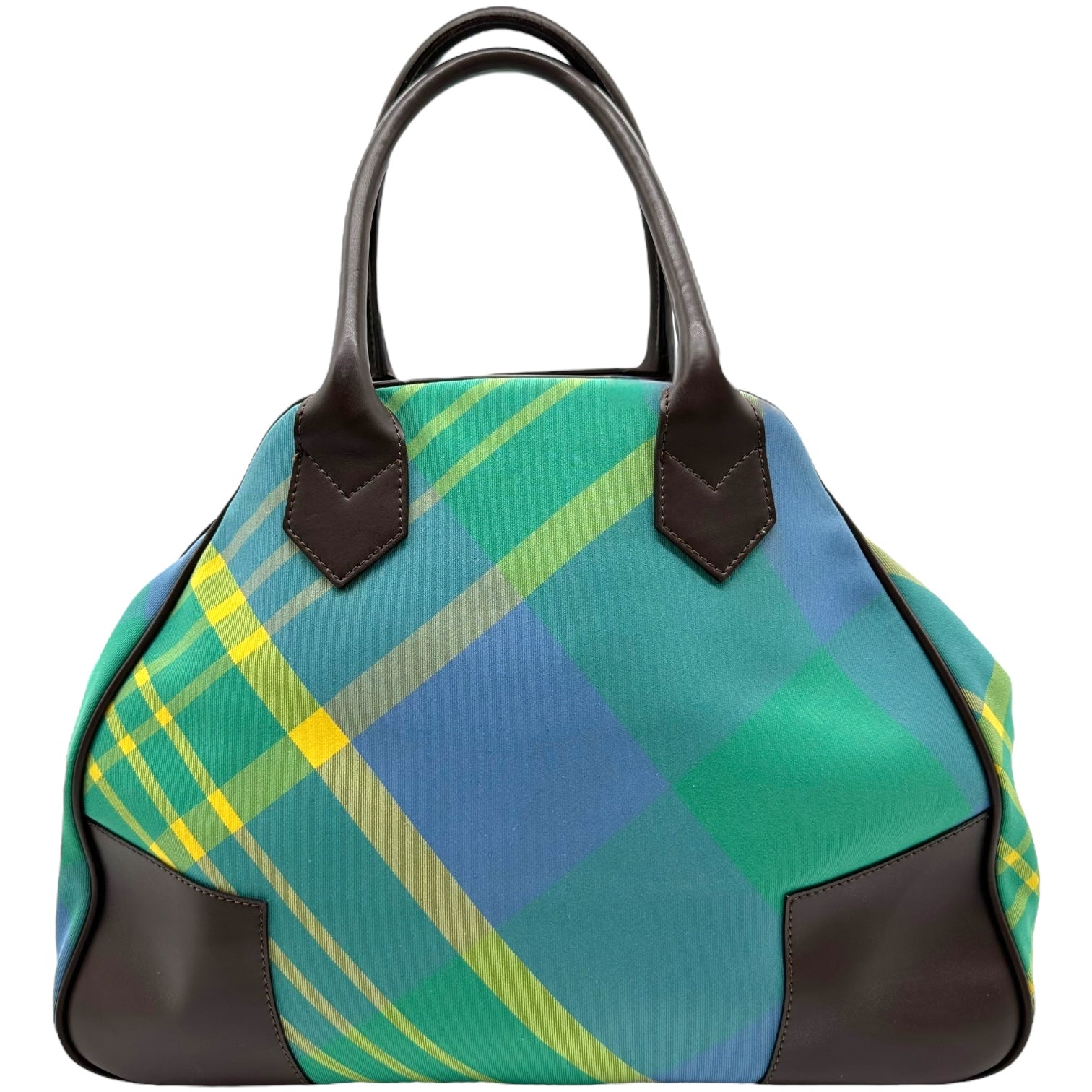 Vivienne Westwood Blue & Green Plaid XL Bowler Bag - Outfit Repeater