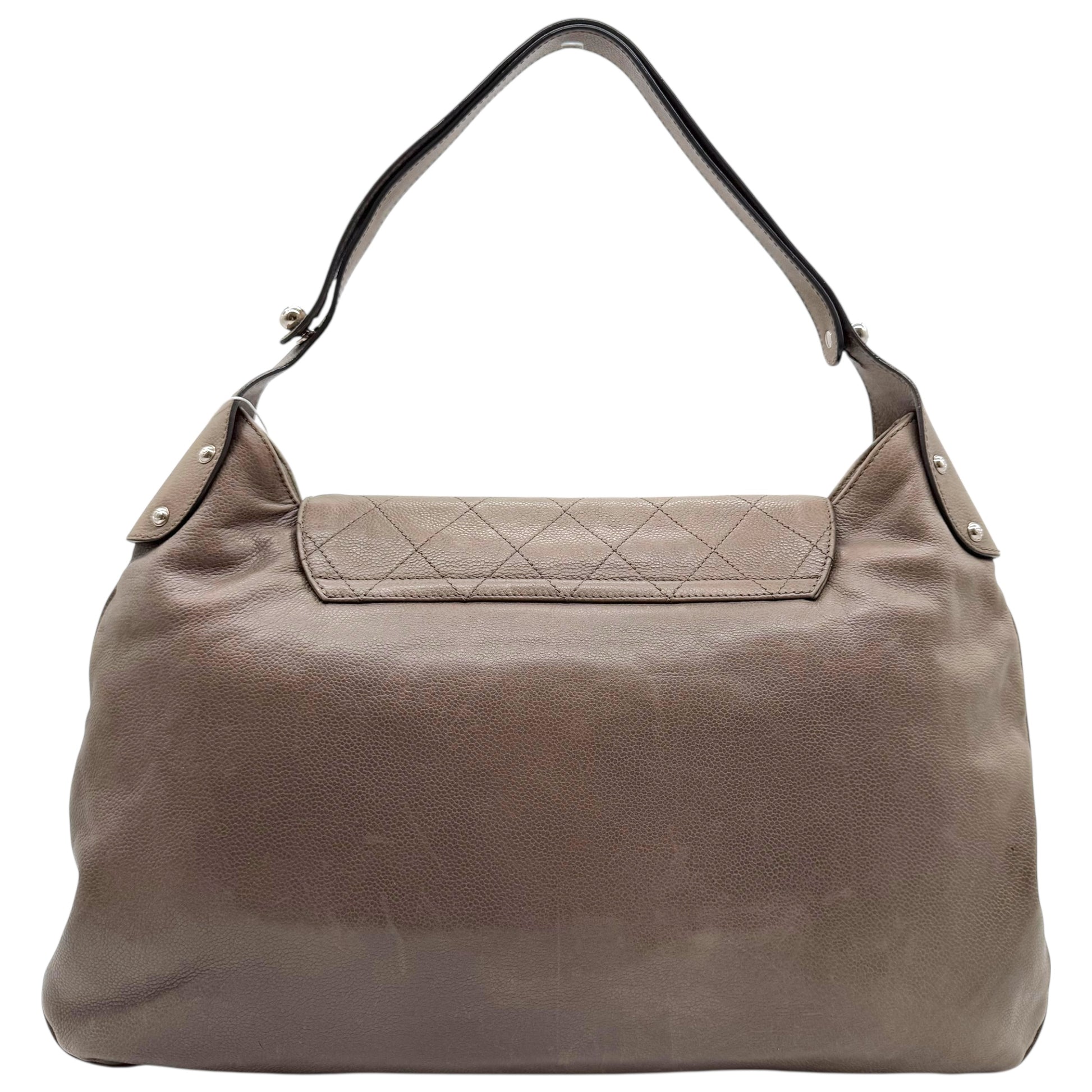 Chanel Gray Caviar Leather Matelasse Hobo Bag 2008-09 - Outfit Repeater