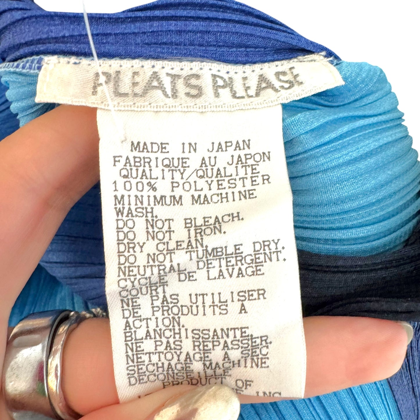 Issey Miyake Pleats Please Blue Ombre Diamond Graphic Print Pleated Maxi Dress Sz 4