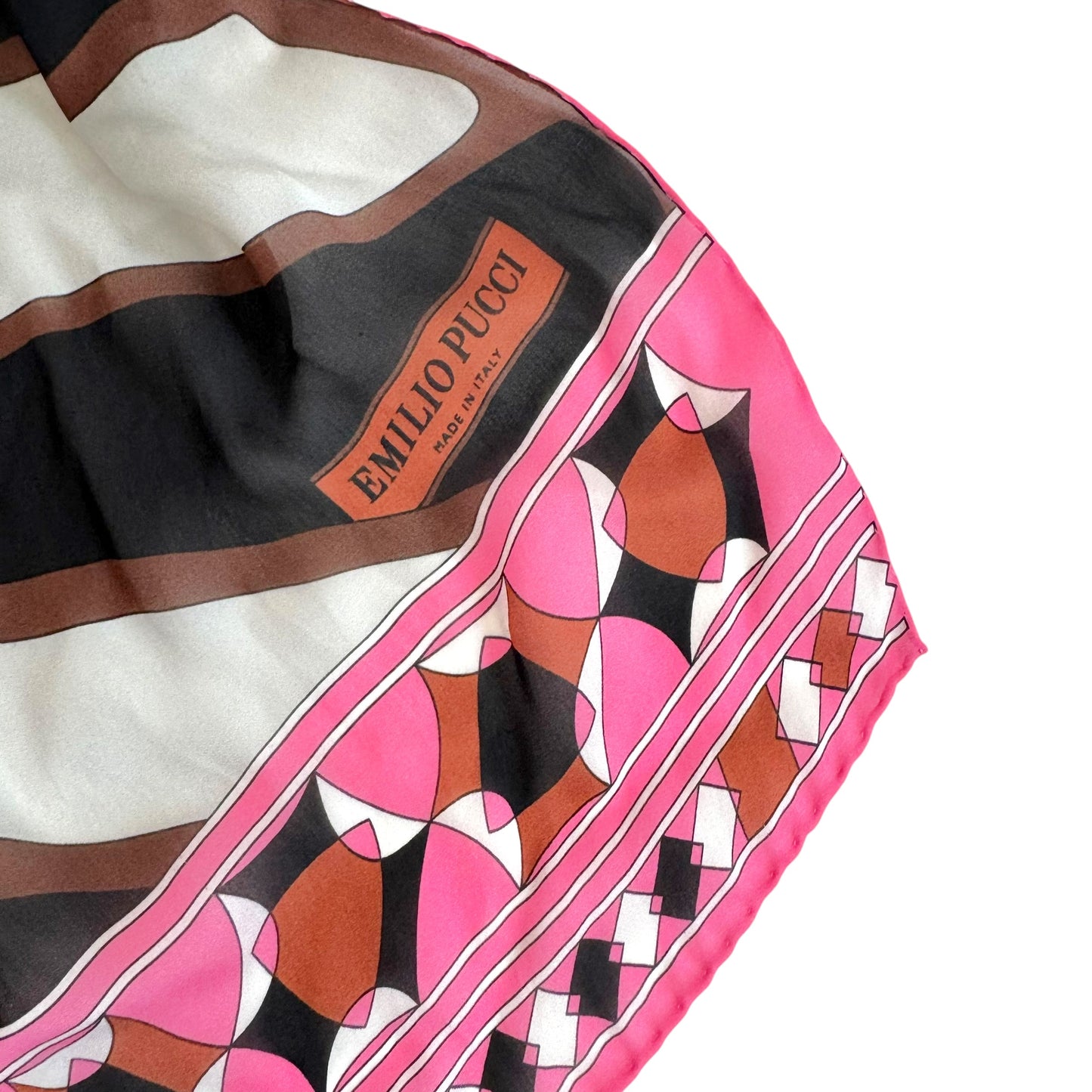 Emilio Pucci Brown & Pink Striped Sheer Silk Stole Scarf