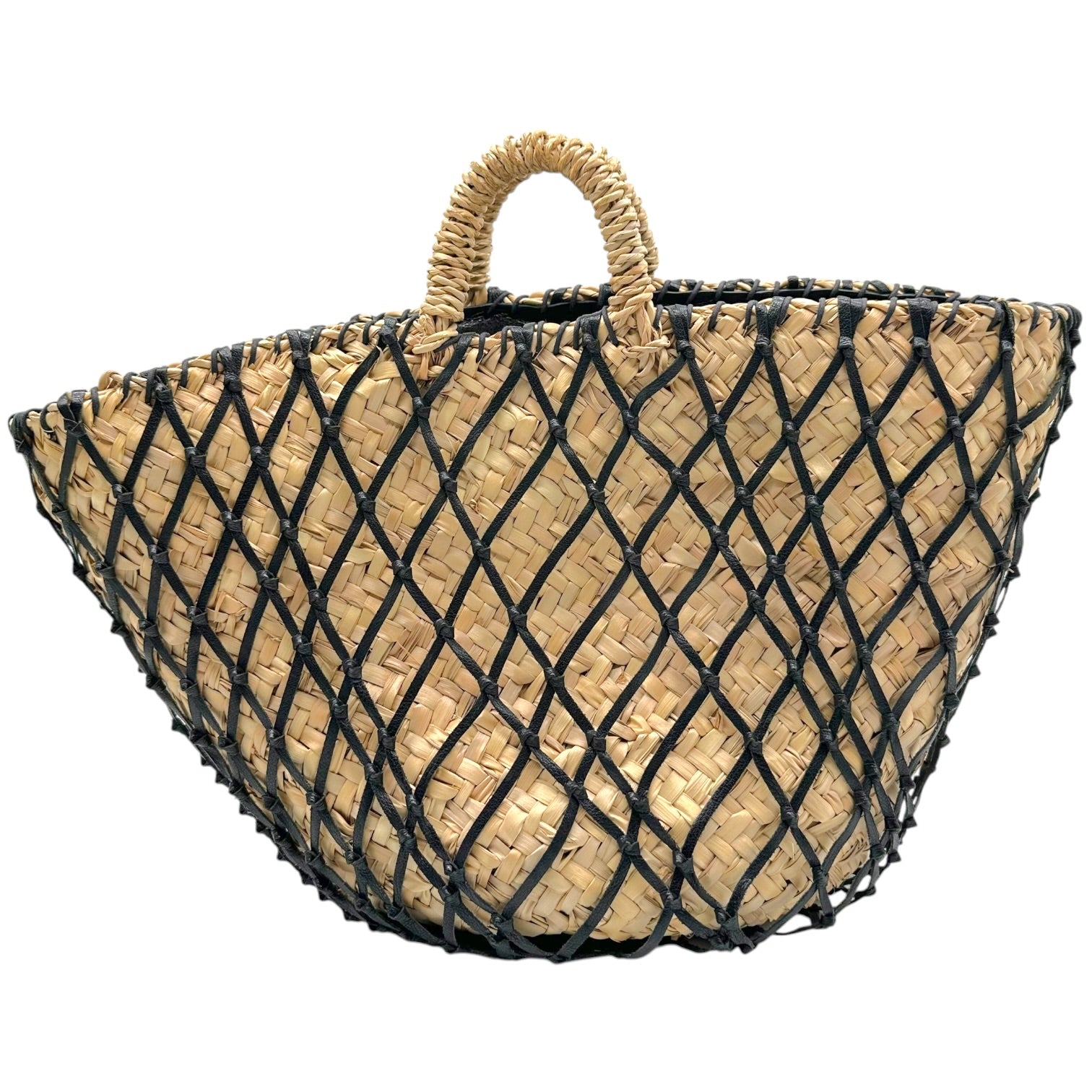 Dolce & Gabbana Raffia Black Leather Beach Handbag Tote