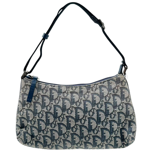 Christian Dior Navy Blue Trotter Monogram Shoulder Pochette Bag