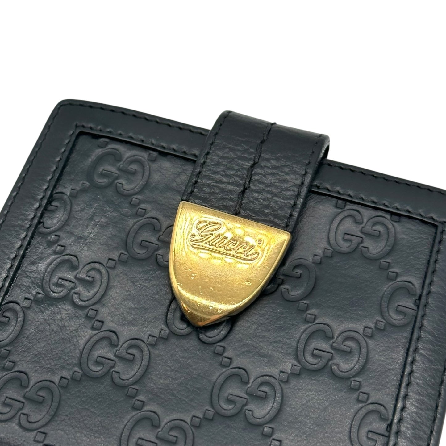 Gucci Black Guccissima Embossed Monogram Bi-Fold Wallet - Outfit Repeater