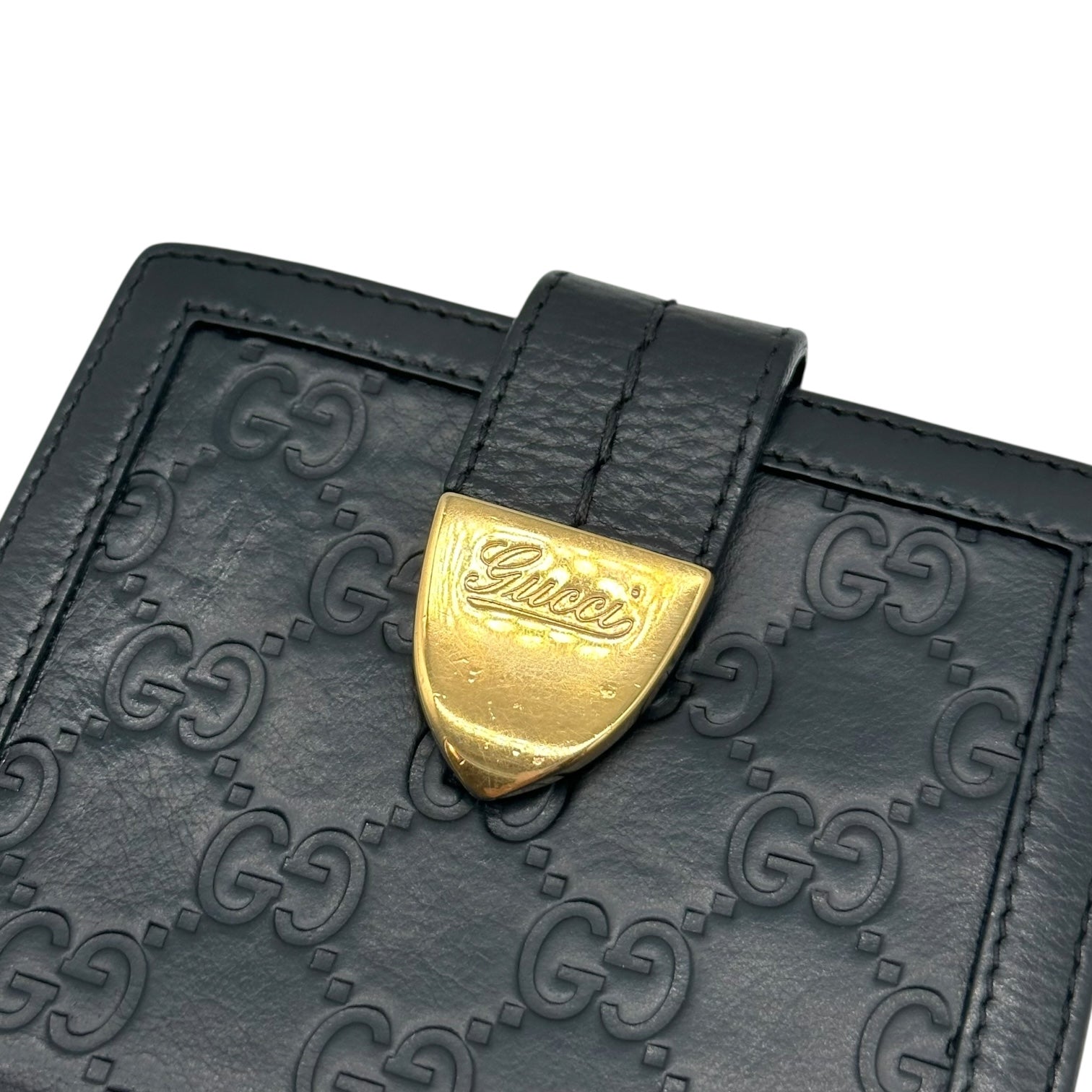 Gucci Black Guccissima Embossed Monogram Bi-Fold Wallet - Outfit Repeater