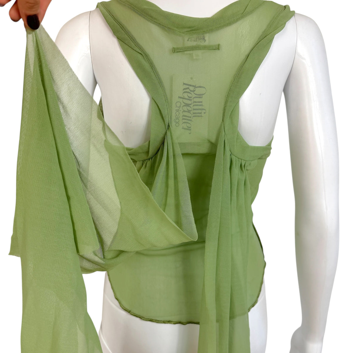 Jean Paul Gaultier Light Green Mesh Wrap Cropped Tank
