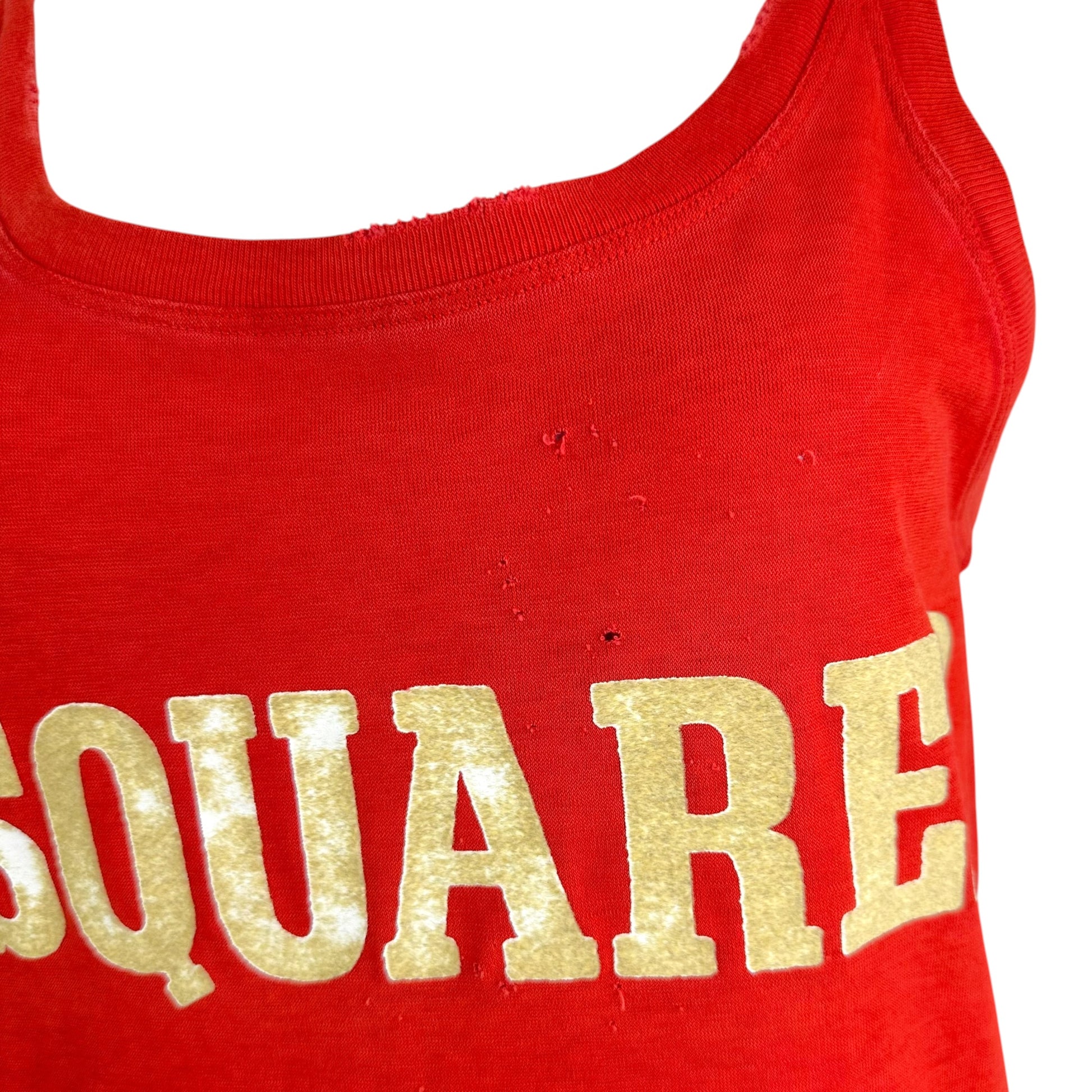 Dsquared2 Red Distressed Logo Tank Top