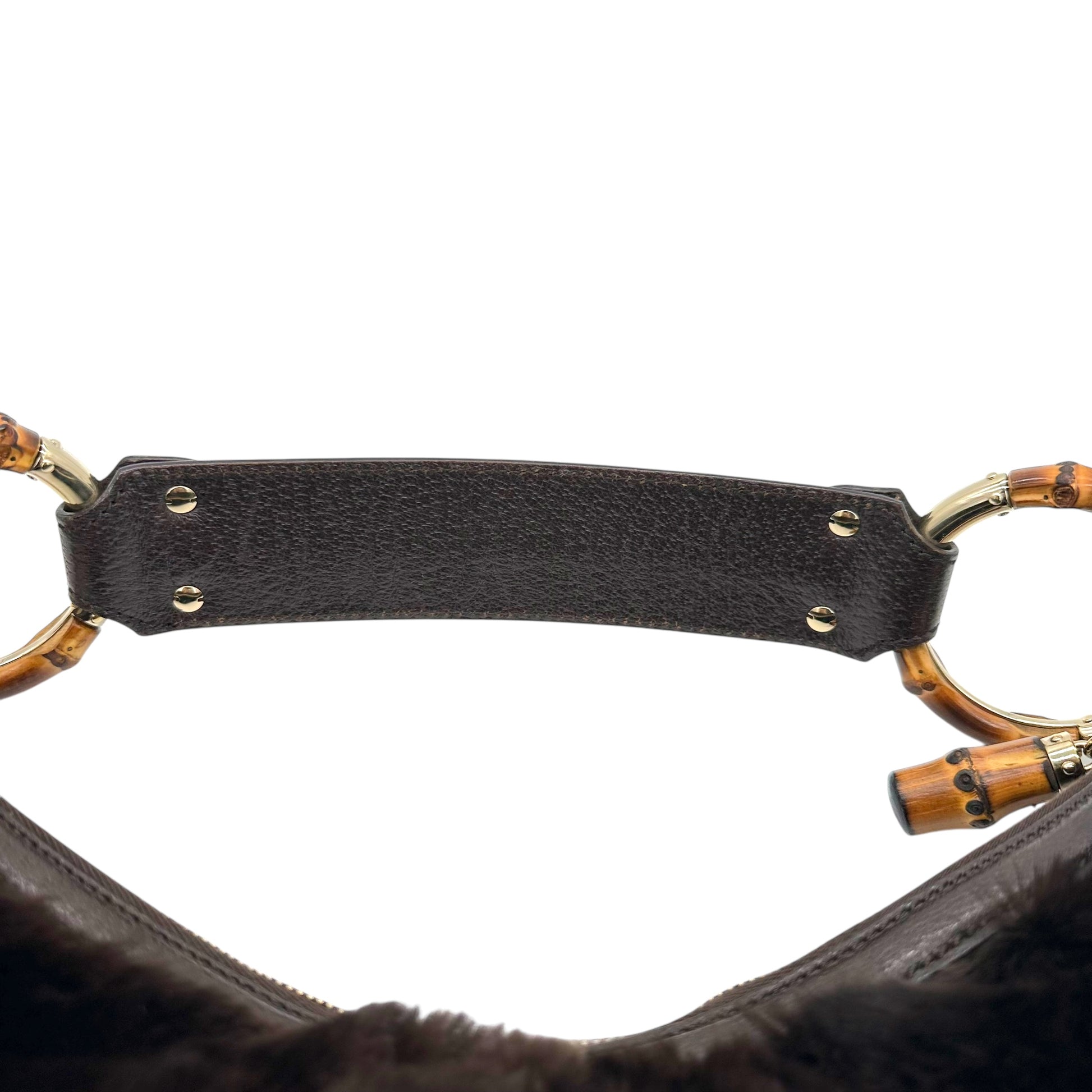 Gucci Brown Fur & Bamboo Crescent Shoulder Bag - Outfit Repeater