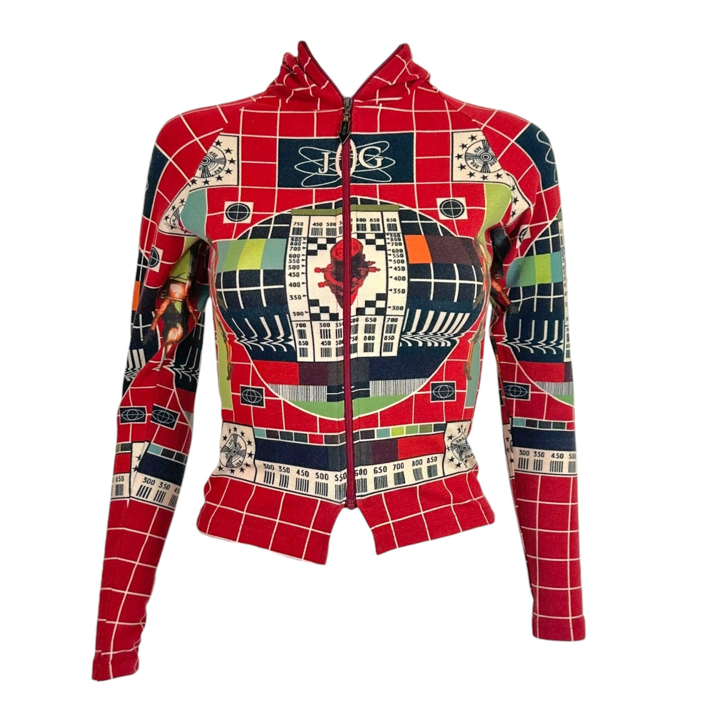 Jean Paul Gaultier JPG 'TV Test' Graphic Hooded Longsleeve Top