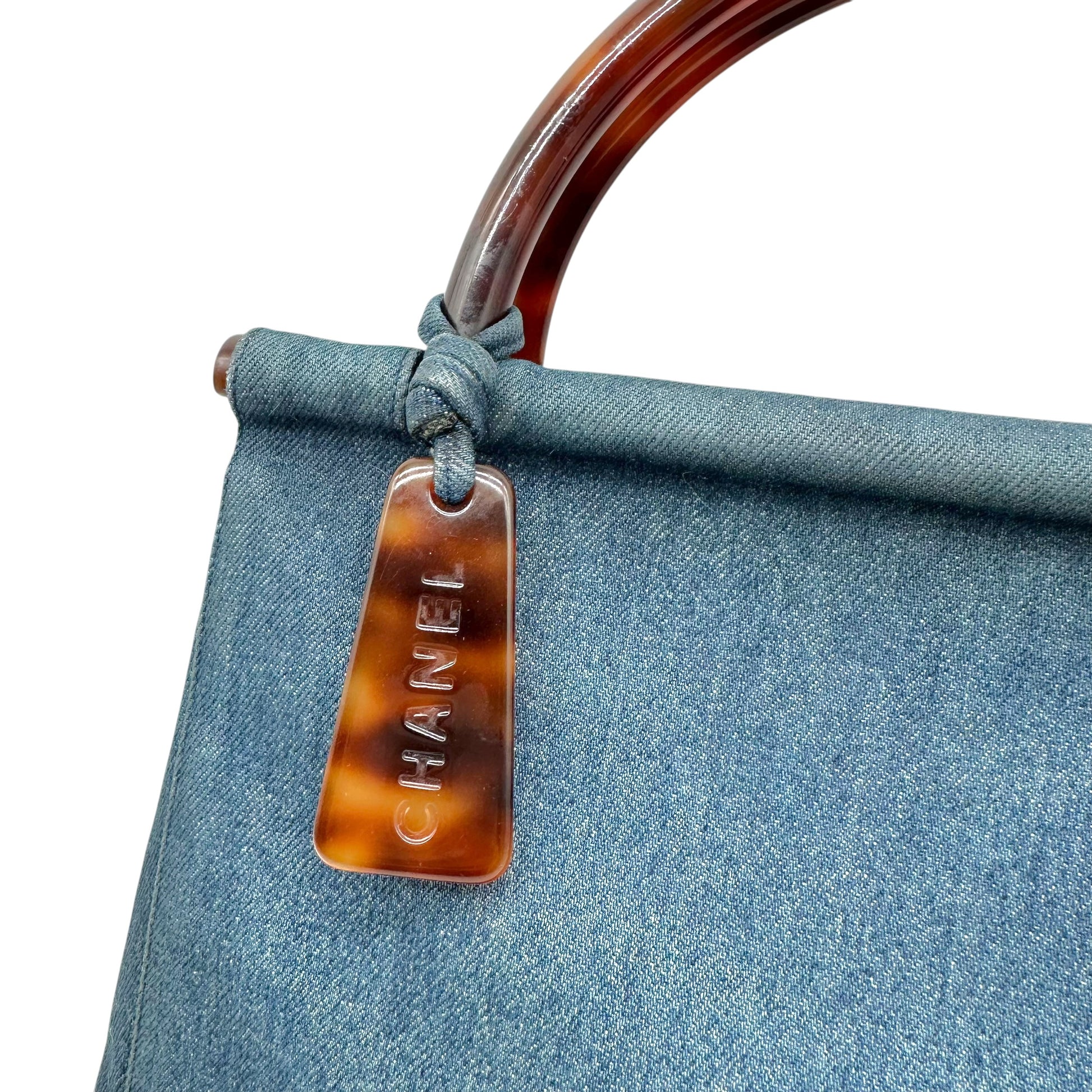 Chanel Blue Denim Tortoise Frame Handbag 1990s Vintage