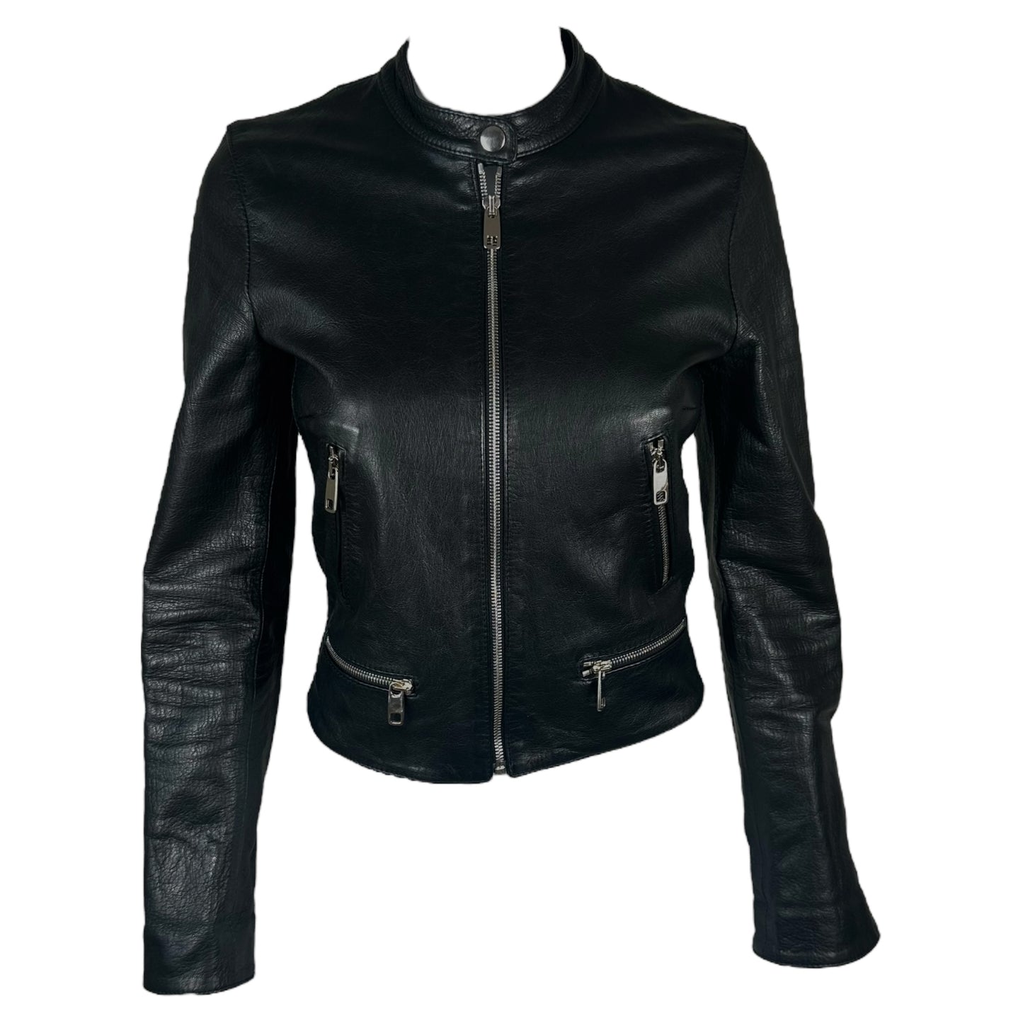 Dolce & Gabbana Black Cropped Leather Jacket