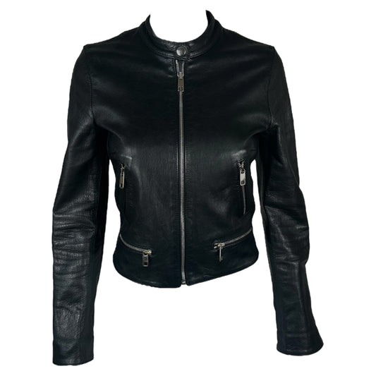 Dolce & Gabbana Black Cropped Leather Jacket