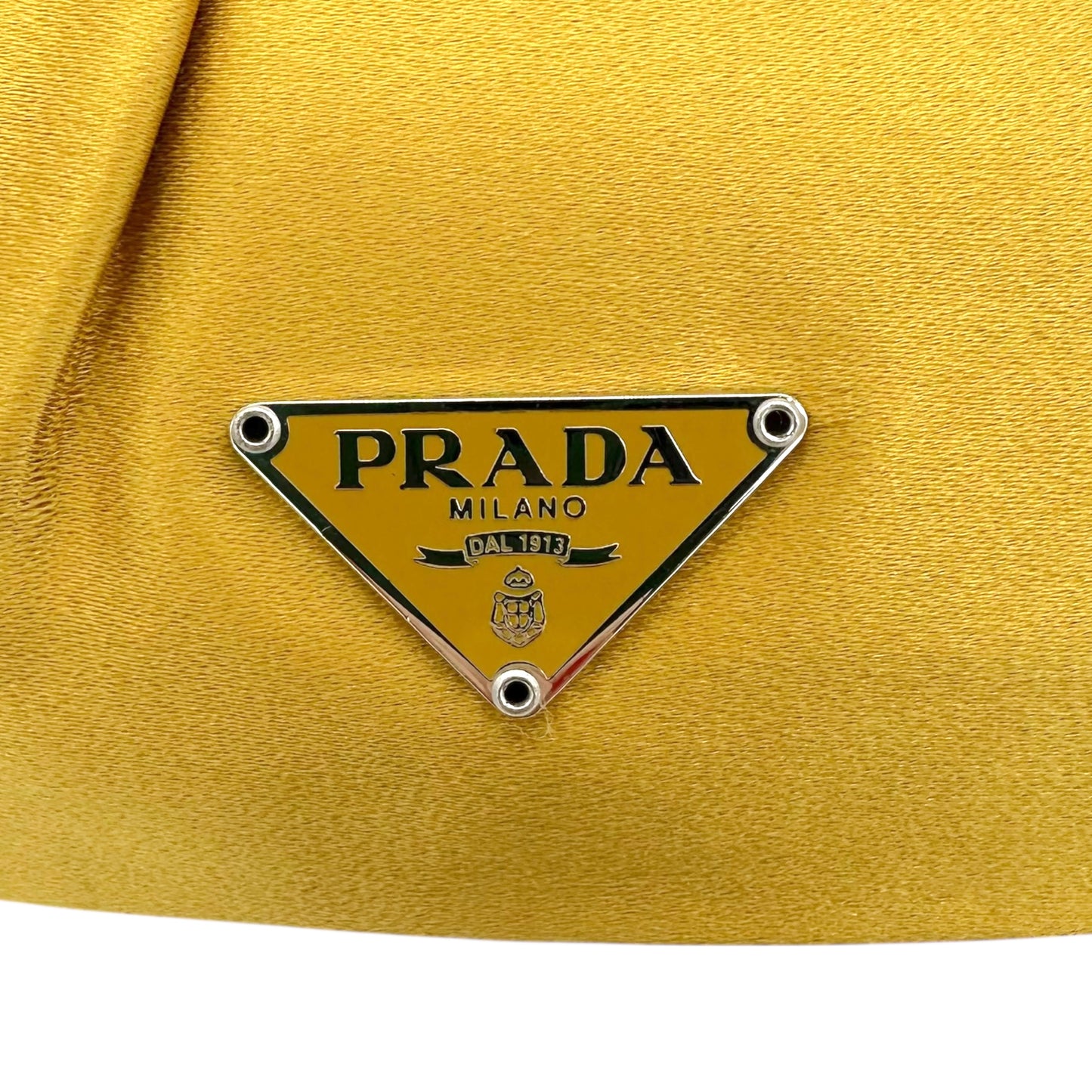 Prada Yellow Silk Floral Applique Shoulder Bag