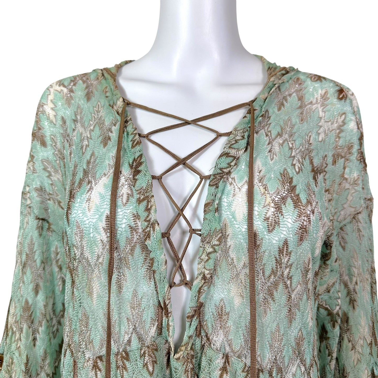 Missoni Mare Turquoise & Brown Hooded Mini Dress