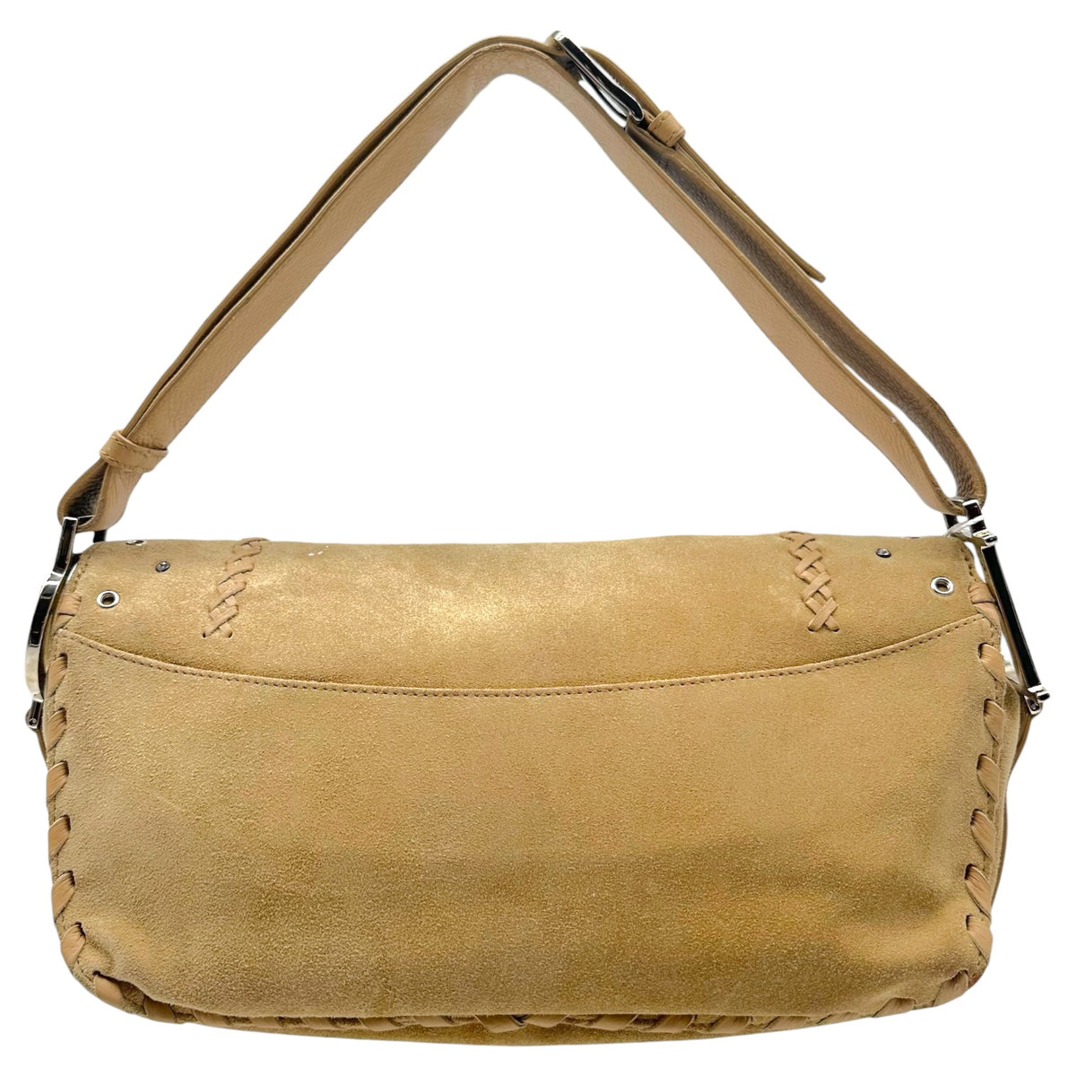 Christian Dior Tan Suede Rhinestone Shoulder Bag