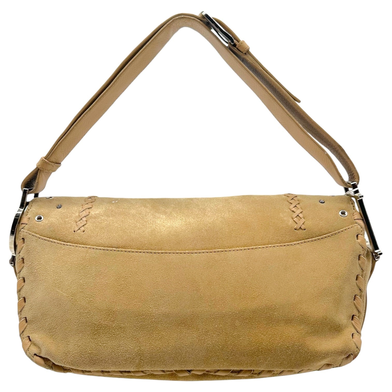 Christian Dior Tan Suede Rhinestone Shoulder Bag