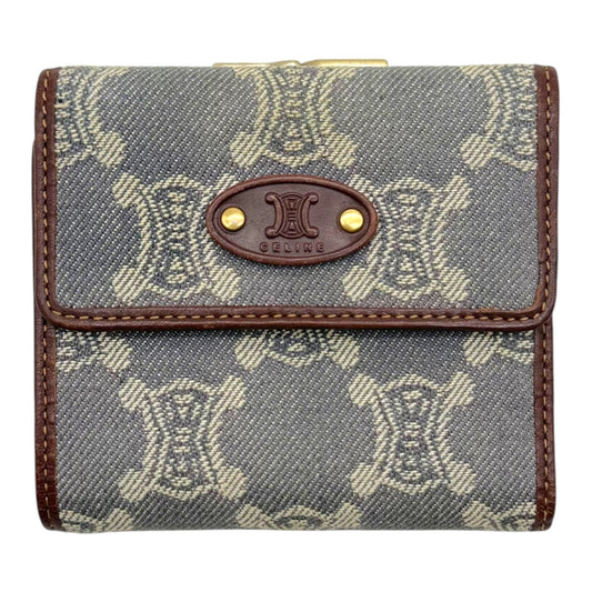 Celine Denim Triomphe Monogram Bi-Fold Wallet