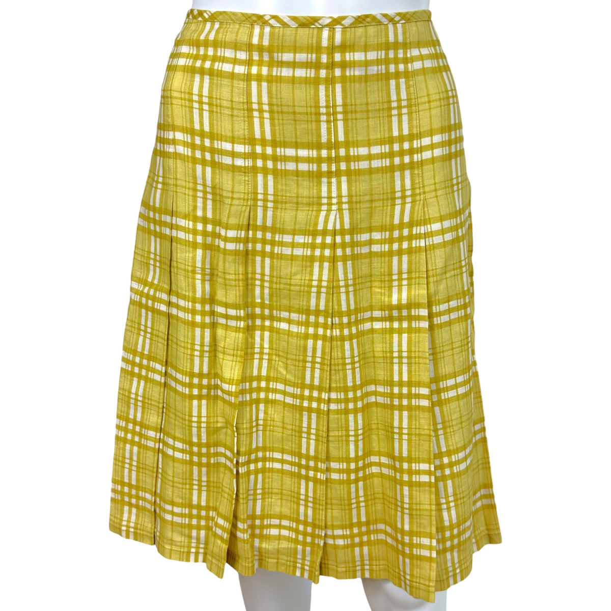 Burberry Mini Skirt And Blouse Set Mustard Yellow Linen
