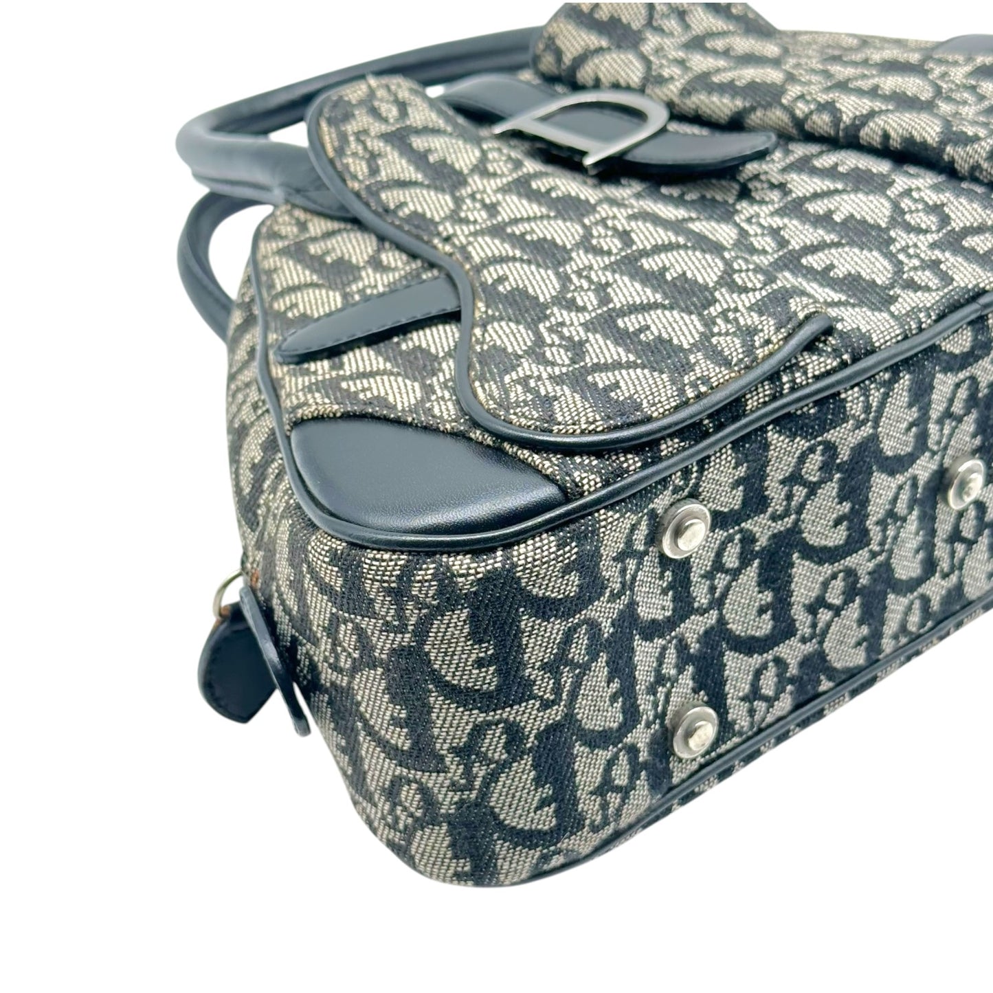 Christian Dior Black Trotter Monogram Small Bowler Handbag