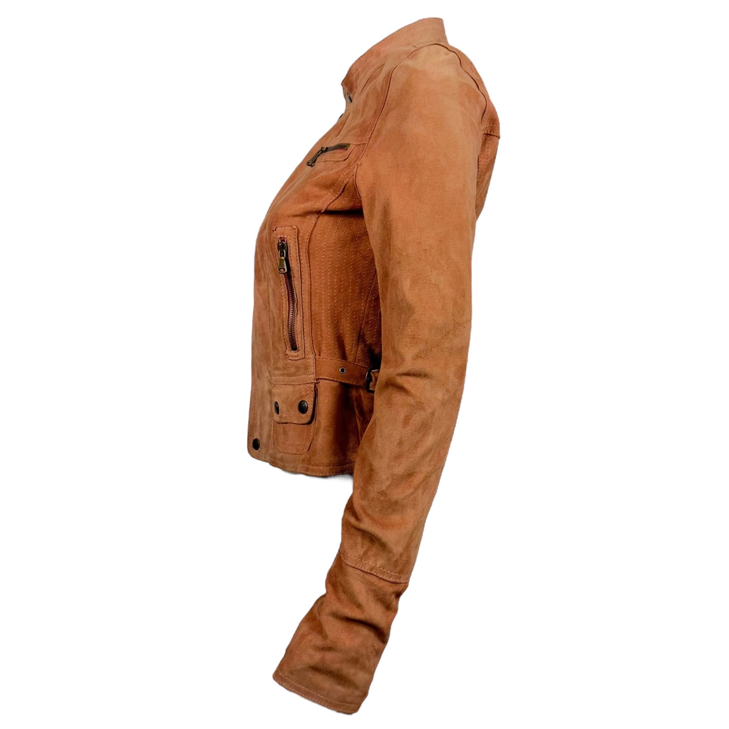 D&G Dolce & Gabbana Burnt Orange Suede Moto Jacket