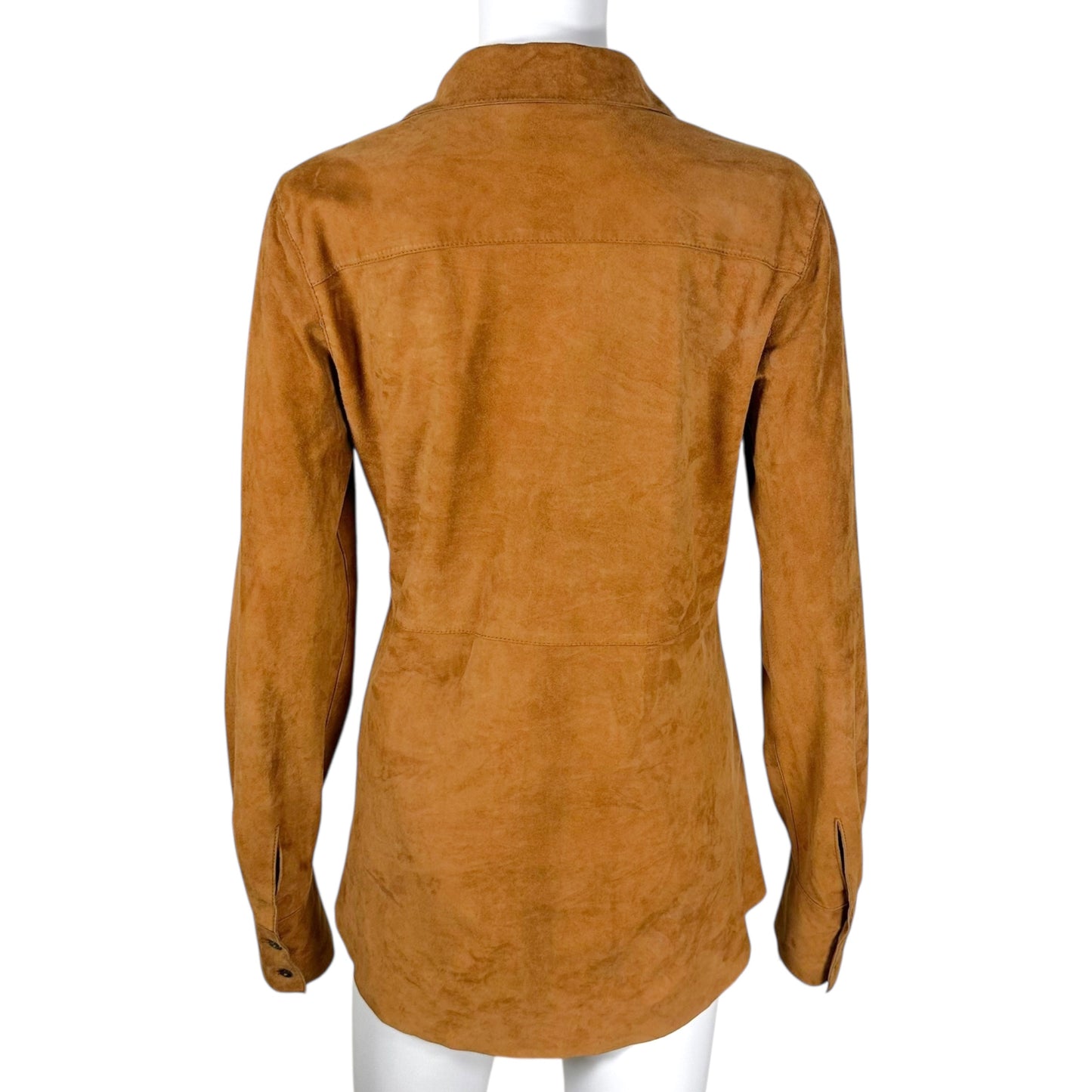 Dolce & Gabbana Brown Suede 1/4 Button Up Top