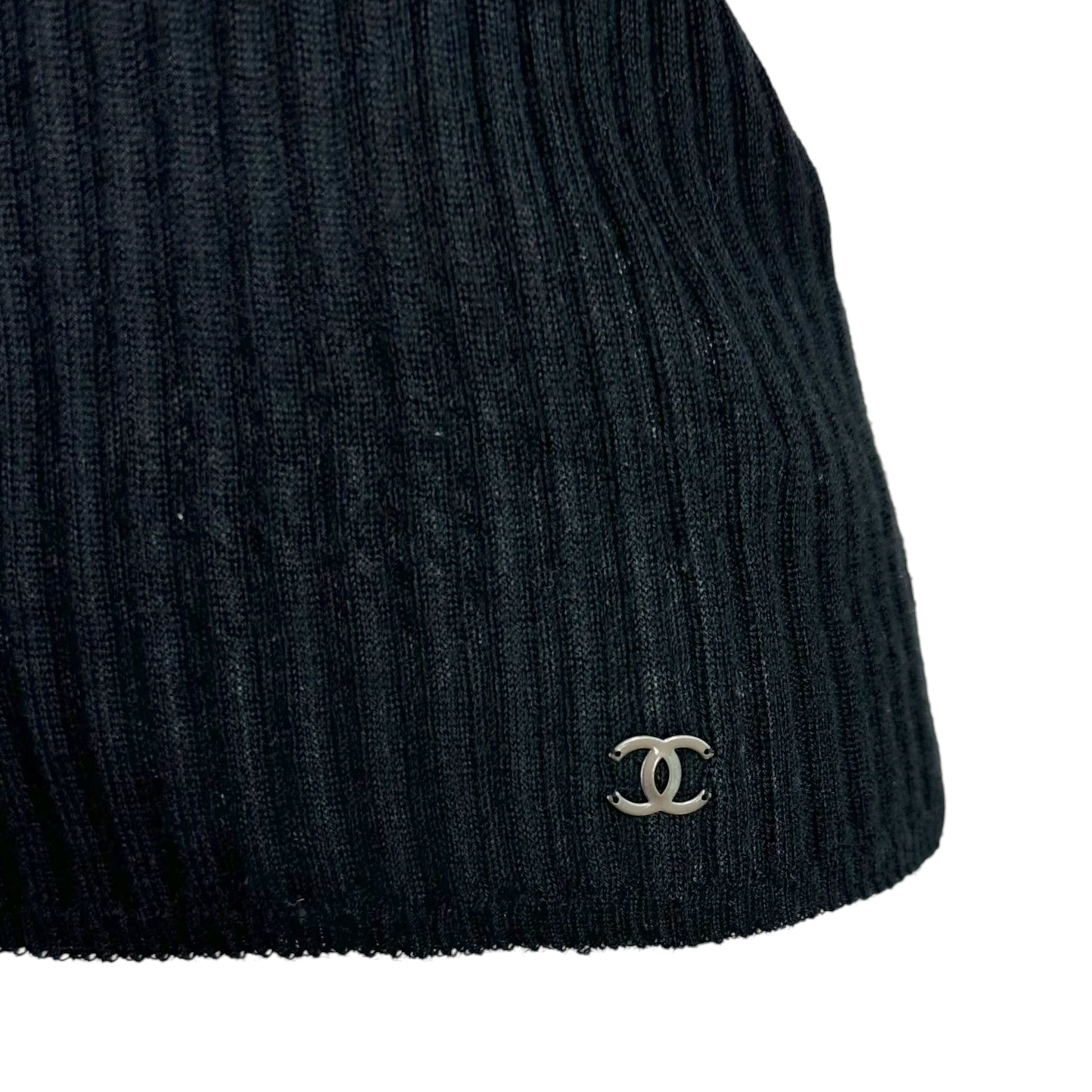 Chanel Black Cashmere Silk Open Back Knit Top