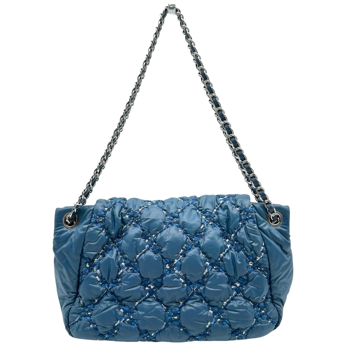 Chanel Blue Puffer Tweed Quilted Shoulder Bag