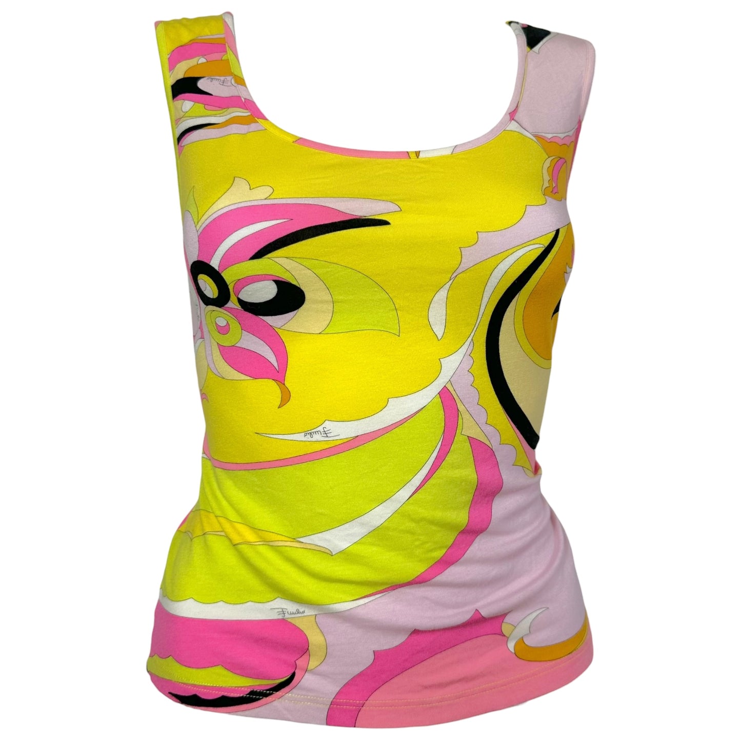 Emilio Pucci Pink & Yellow Printed Tank Top