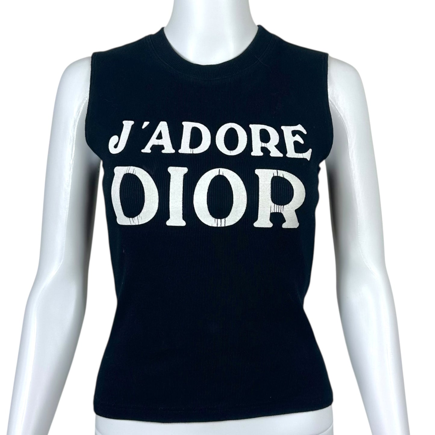 Christian Dior F/W 2003 J'Adore Dior Black & White Ribbed Tank Top