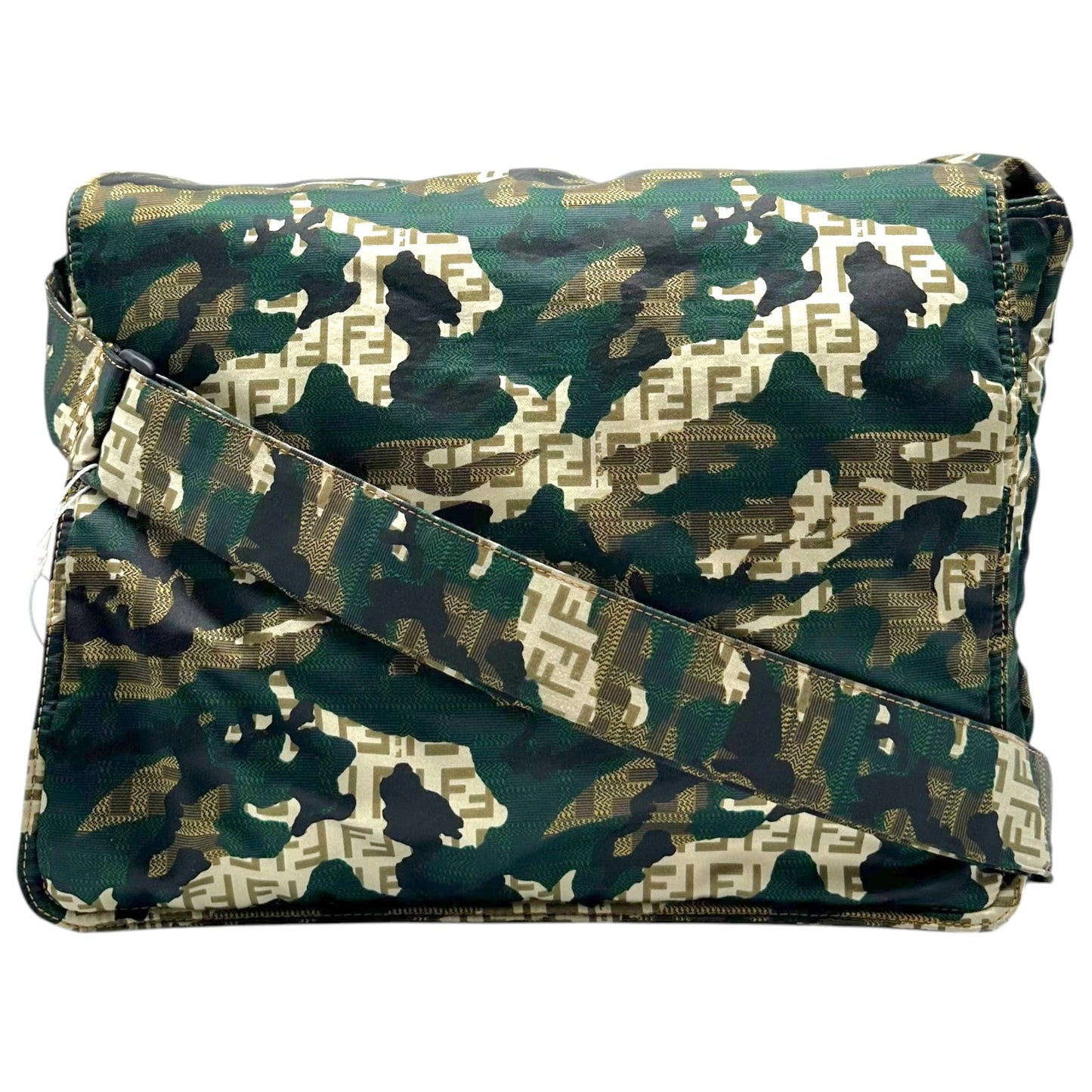 Fendi Messenger Bag Beige Zucchino Monogram Camouflage Satin